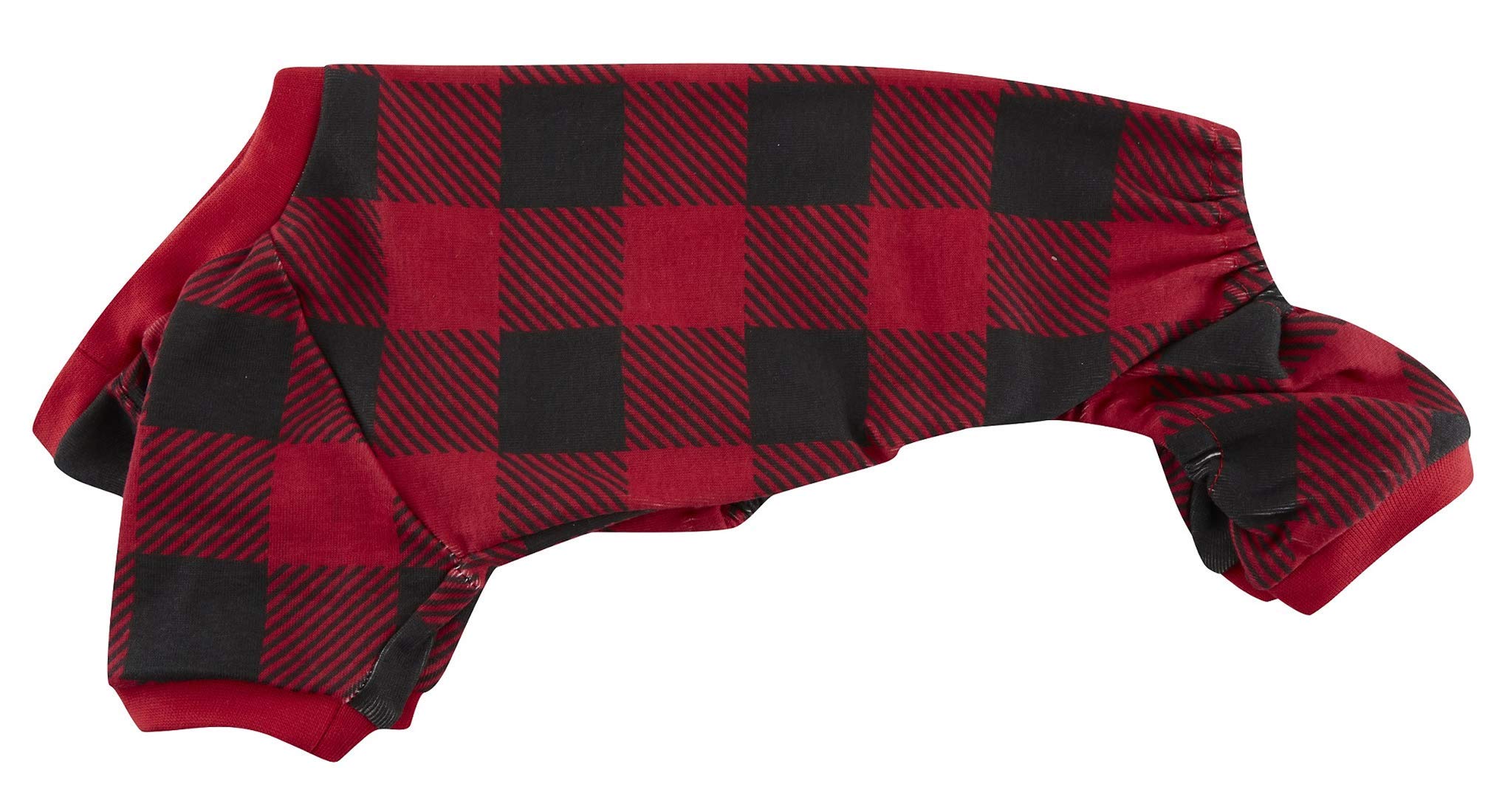 Red Plaid Christmas Clothes For Dogs Pajamas Onesie Pjs, Back 23' Xlarge