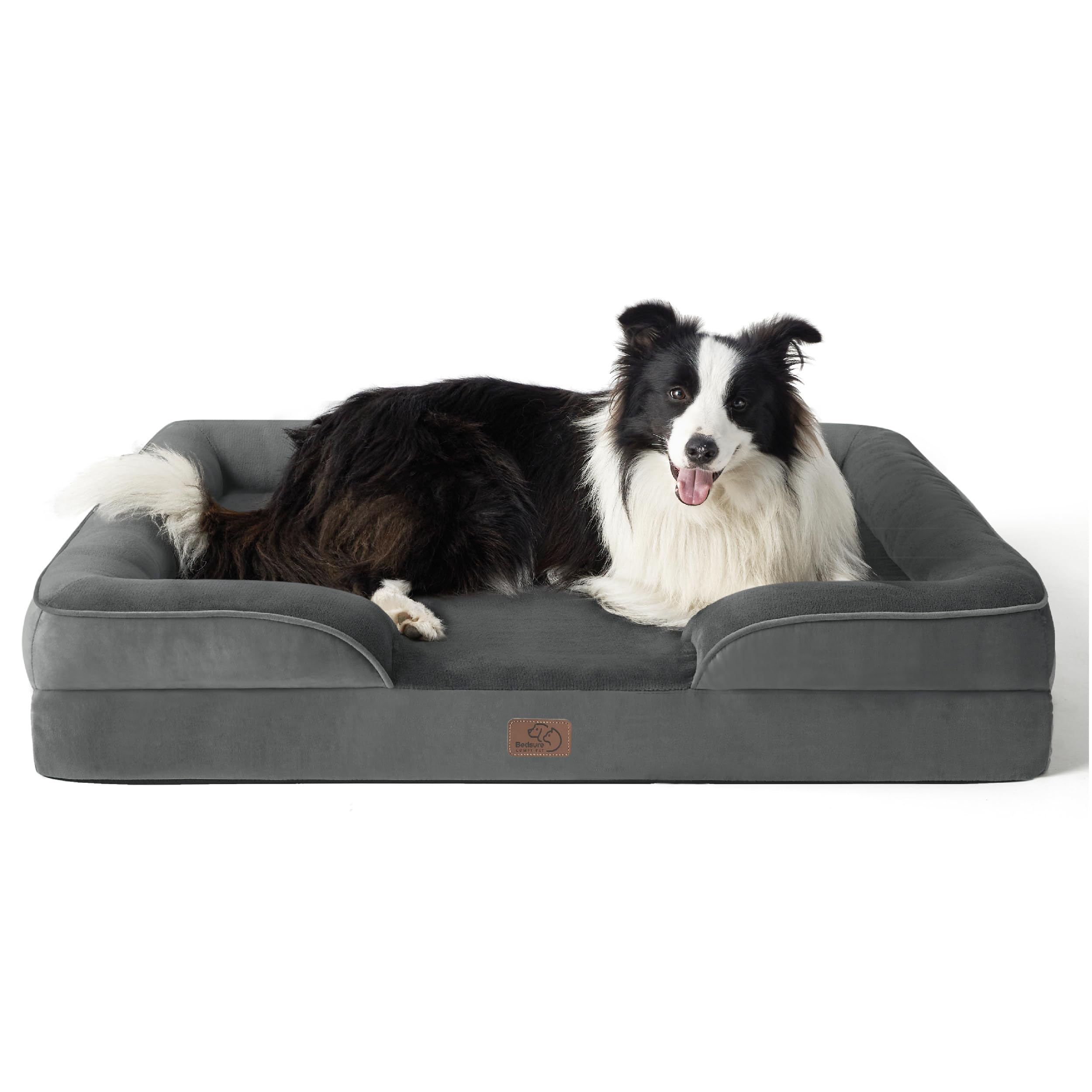 Bedsure Orthopedic Dog Bed For Large Dogs - Big Washable Dog Sofa Beds Large, Supportive Foam Pet Couch Bed With Removable Washable Cover, Waterproof Lining And Nonskid Bottom, Dark Grey