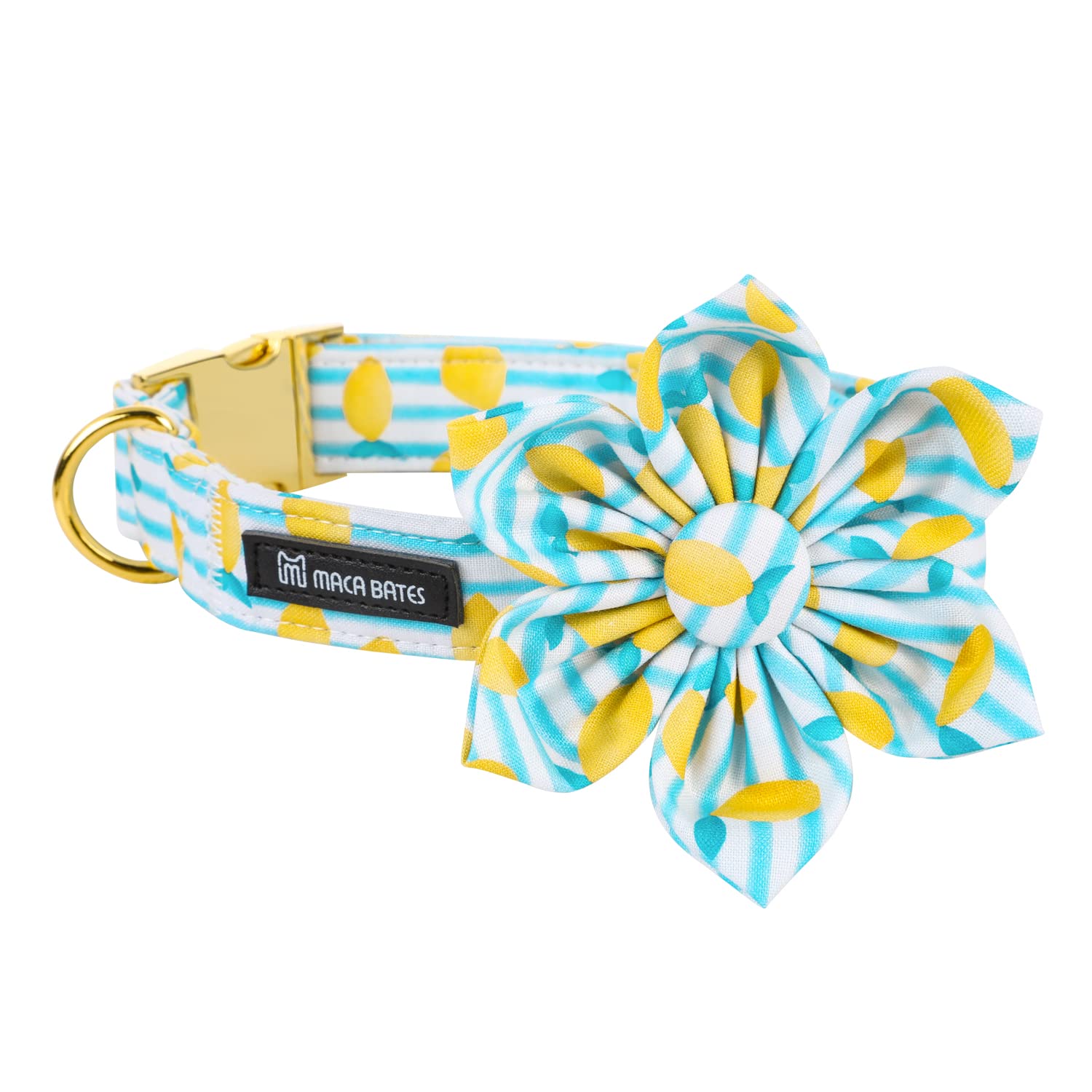 Maca Bates Flower Summer Lemon Dog Collar With Flowers For Dogs Adjustable Breakaway Bloom Cute Collars Accessories Birthday Gif
