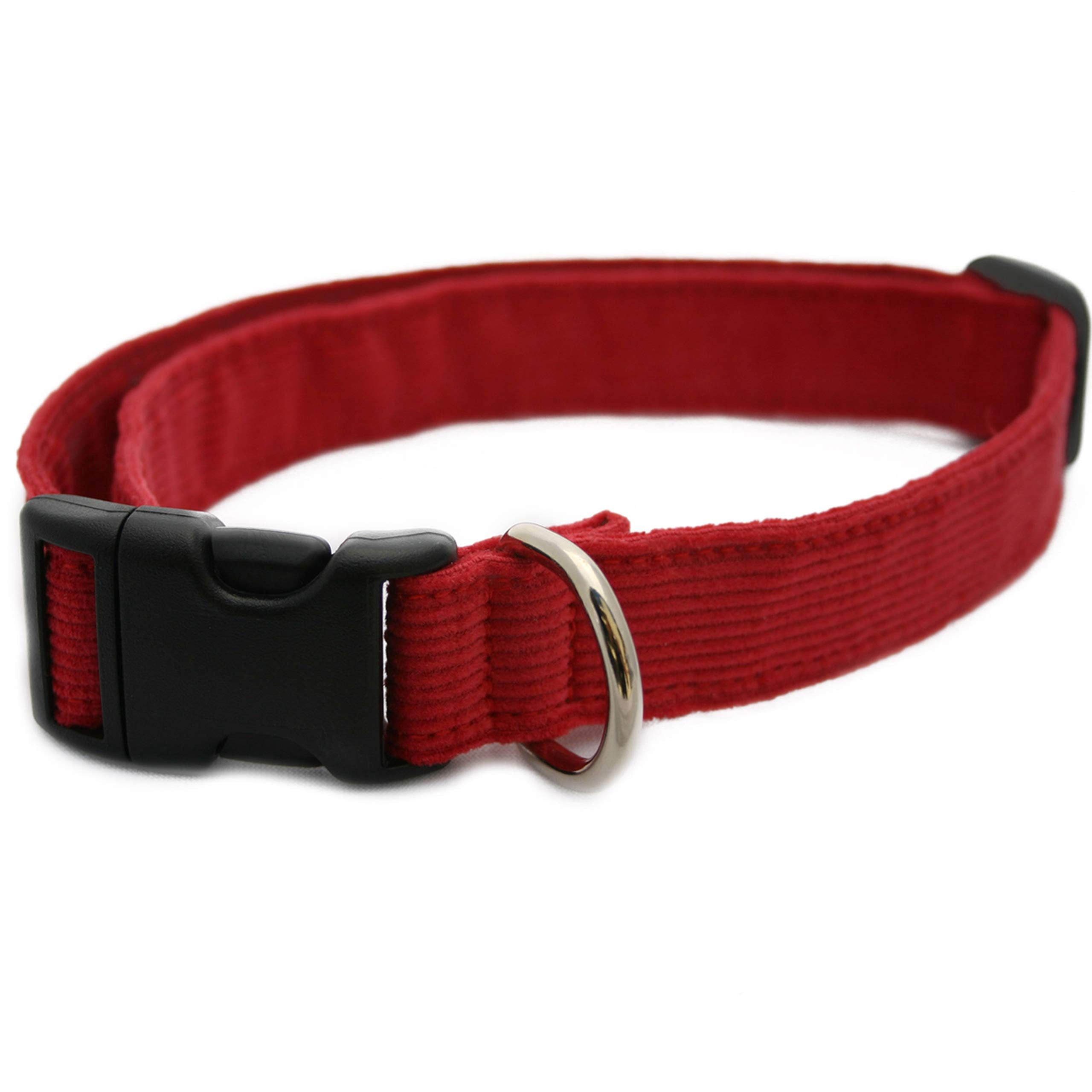 Hemp Corduroy Dog Collar - No Pattern (1/2' Small, Red)