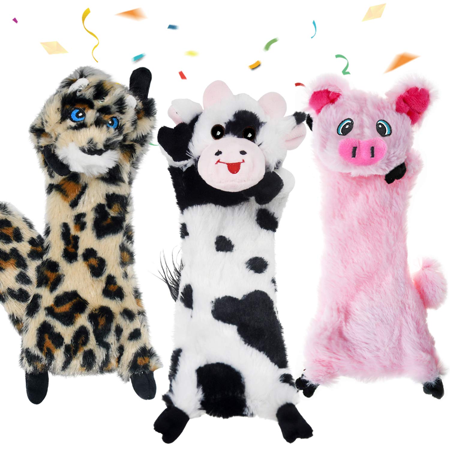 Sharlovy Dog Squeaky Toys No Stuffing, 3 Pack Dog Toys Crinkle Dog Toys For Small Dogs Durable Dog Chew Toys Plush Cute Animals