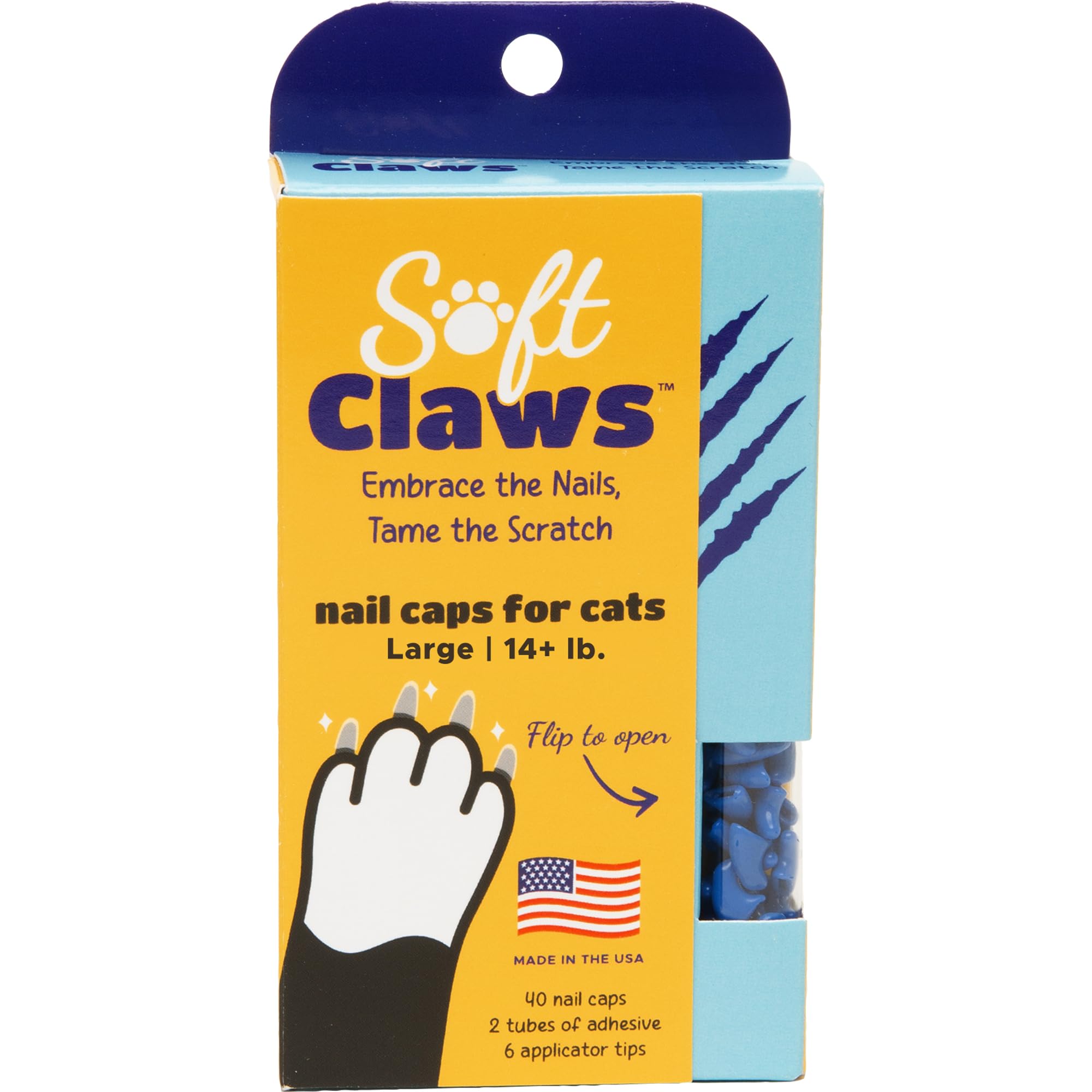 Soft Claws Safe Scratch-Free Solution for Cats - CLS (Cleat Lock System), Size: Large, Color: Blue
