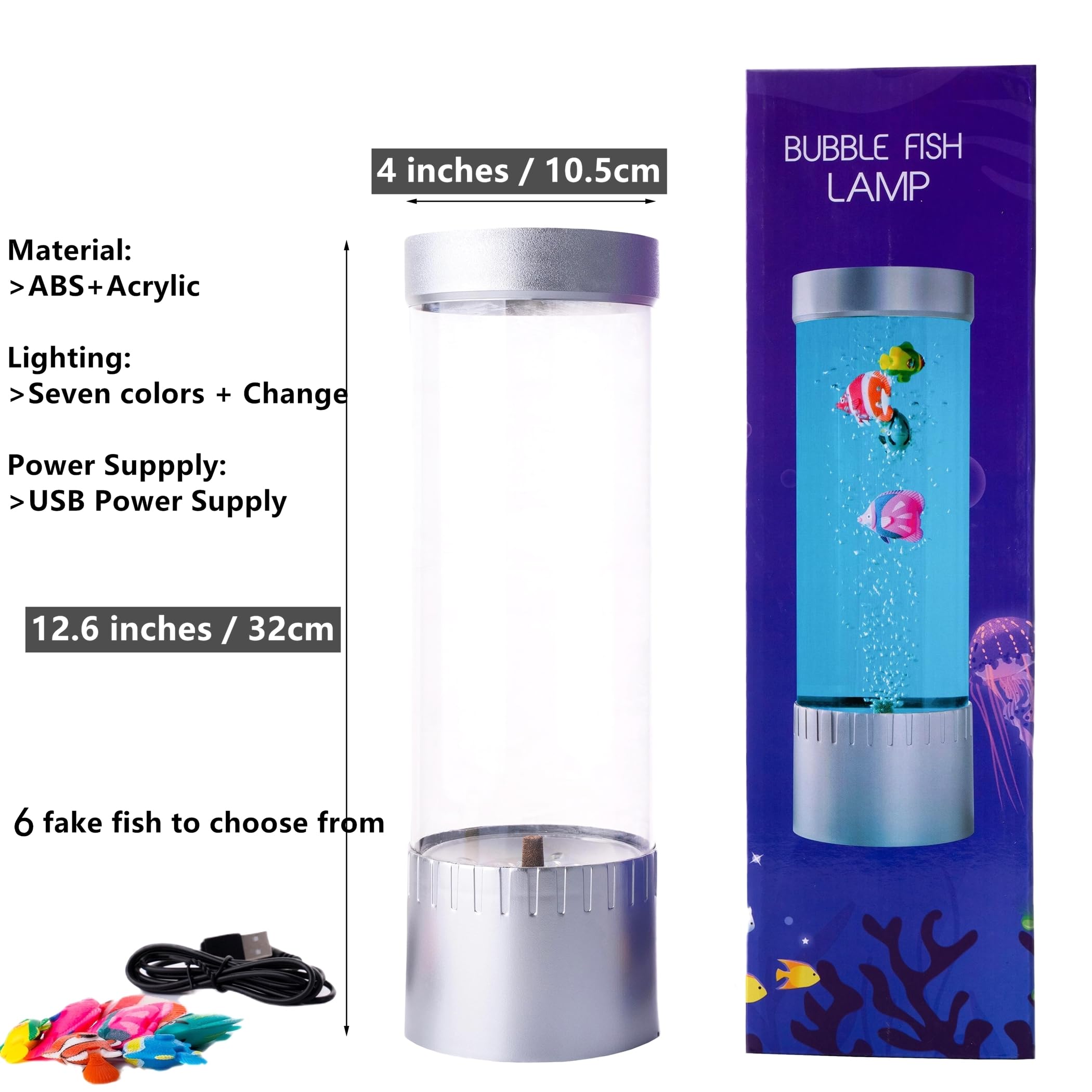 Impcenst Bubble Fish Lamp, Led Aquarium Sensory Light, 15Ft Colorful Bubble Tube For Bedroom, Kids Room, Living Room, Party