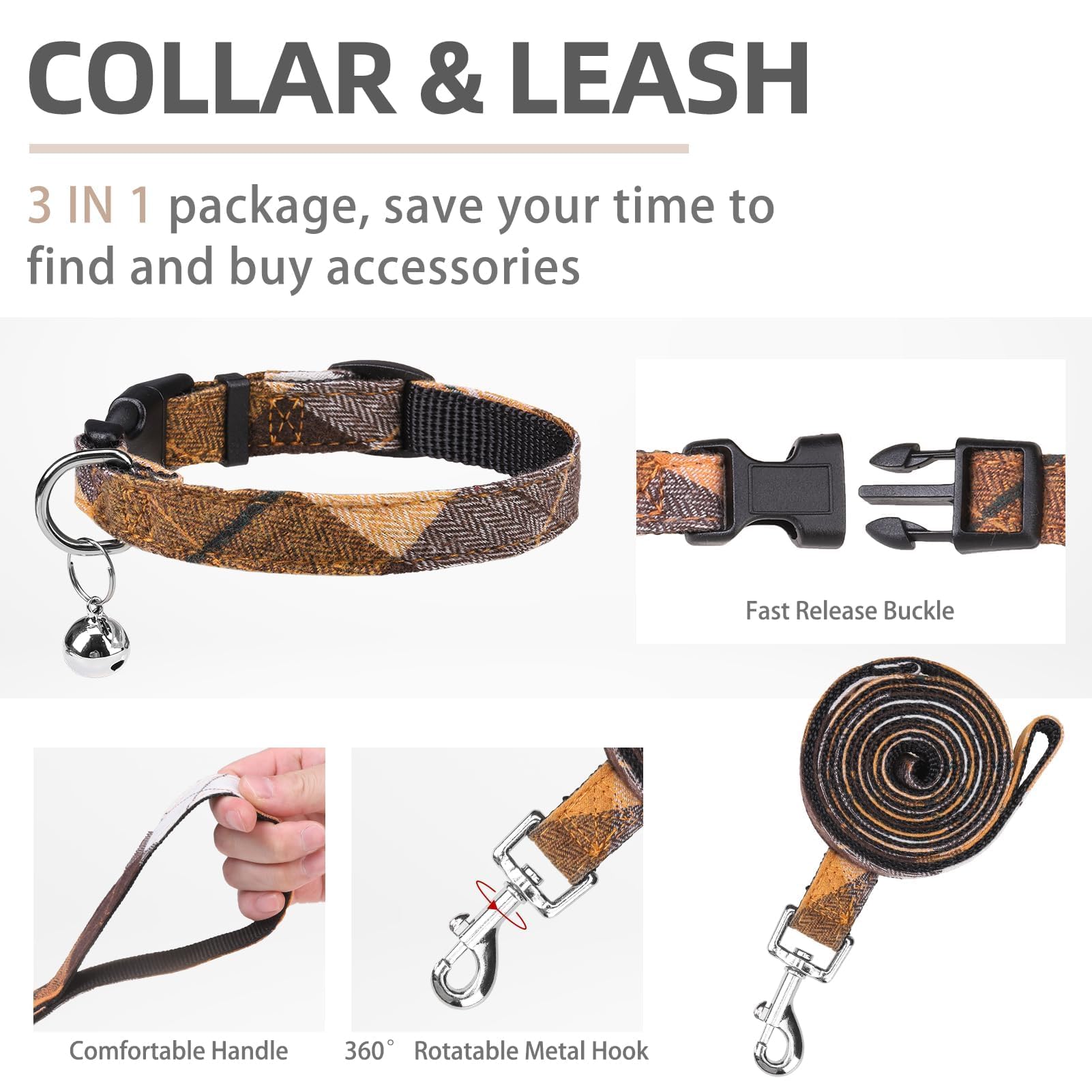 Pupteck Adjustable Dog Harness Collar And Leash Set Step In No Pull Pet Harness For Small Medium Dogs Puppy And Cats Outdoor Walking Running, Soft Mesh Padded Reflective Vest Harnesses, Orange Xl
