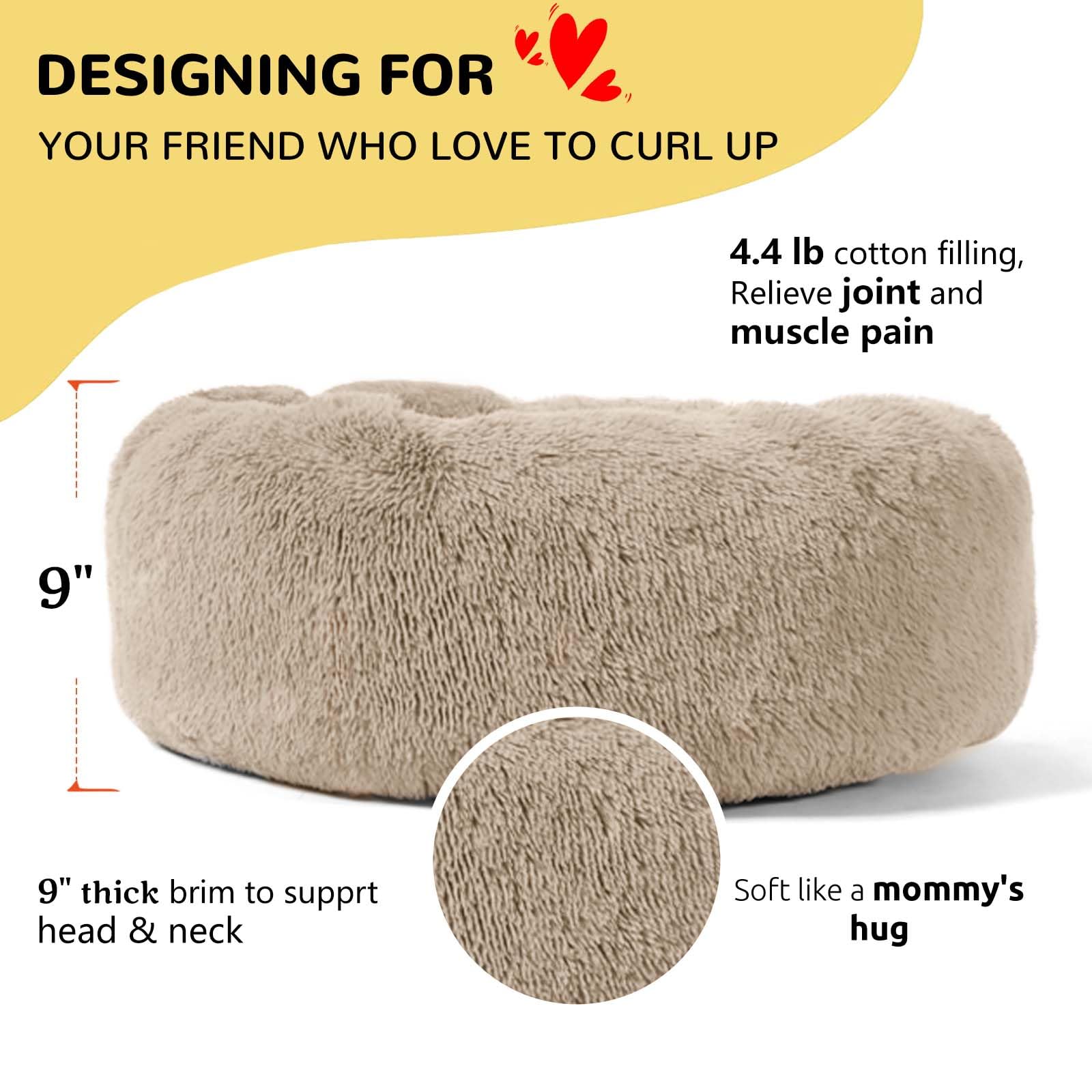 Hachikitty Dog Beds Calming Donut Cuddler, Puppy Dog Beds Large Dogs, Indoor Dog Calming Beds Large,30 ' '