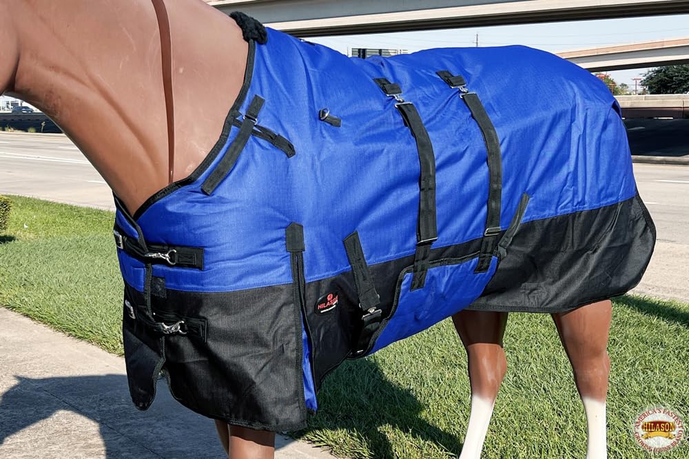 Hilason 1200D Winter Waterproof Poly Horse Belly Wrap & Turnout Blanket - 66 In