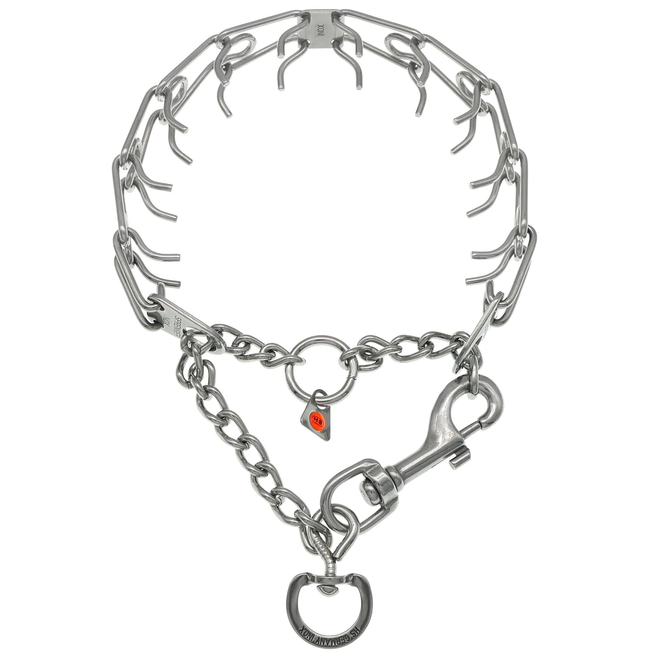 Herm Sprenger Stainless Steel Ultra-Plus Prong Dog Training Collar With Quick Release Snap Hook And Swivel D-Ring For Medium Lar