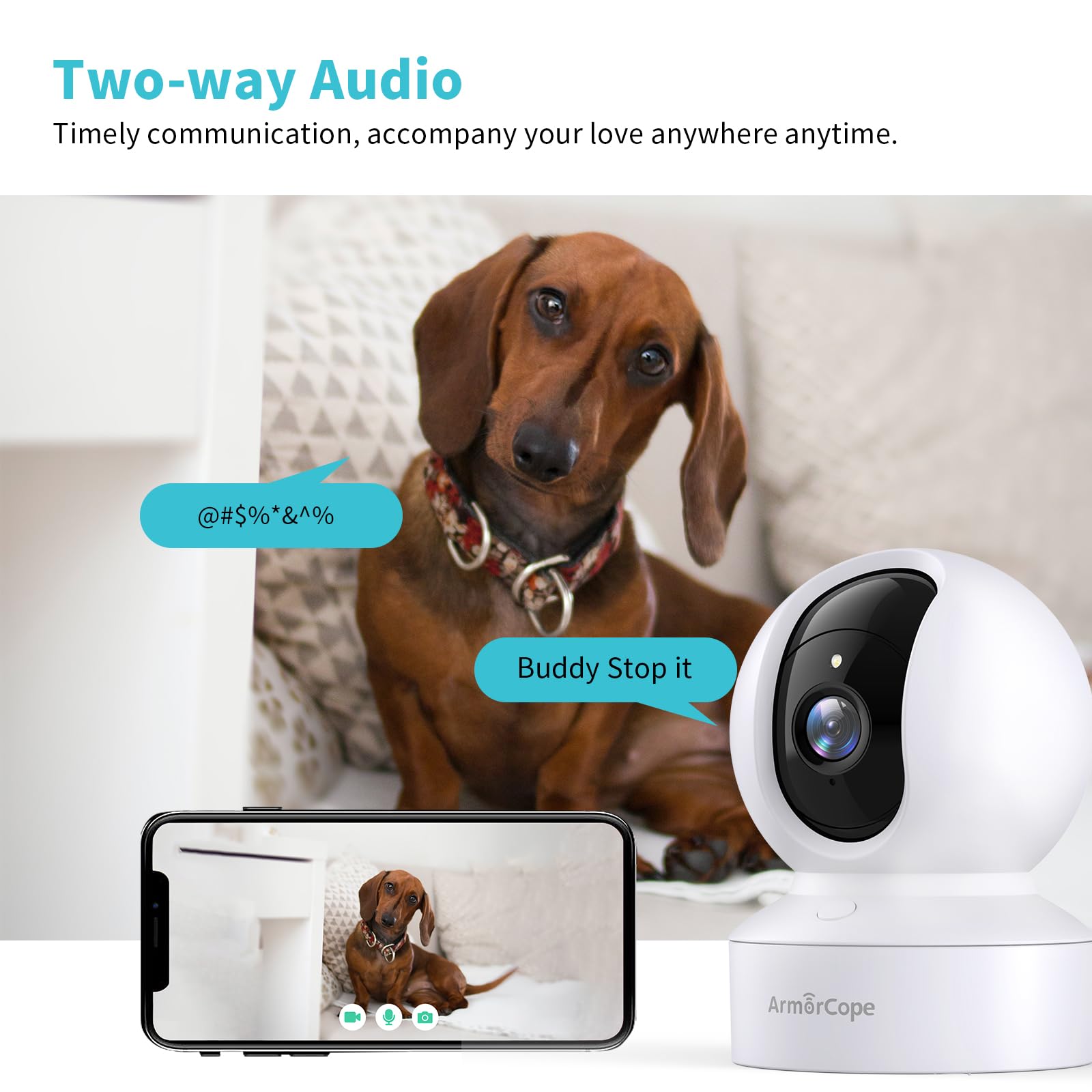 Pet Camera, 2K Hd Dog Camera With Phone App, 360?Pan/Tilt View Puppy Cam, One Click Call For Baby Monitor, Magivpix Night Vision,Motion Tracking Alarm With Cloud/Local Sd,Home Indoor Security Cam