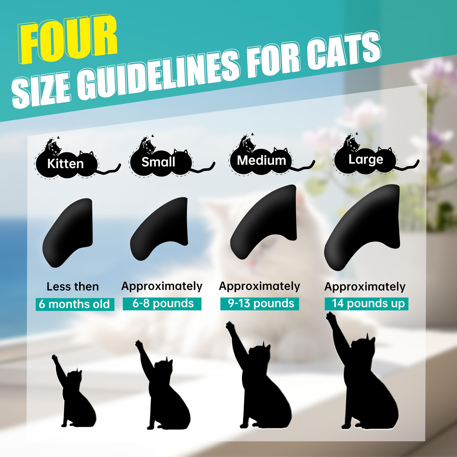 Miiouu 100 Pcs Cat Nail Caps | Cat Claw Covers With Adhesives And Applicators | Black (L)