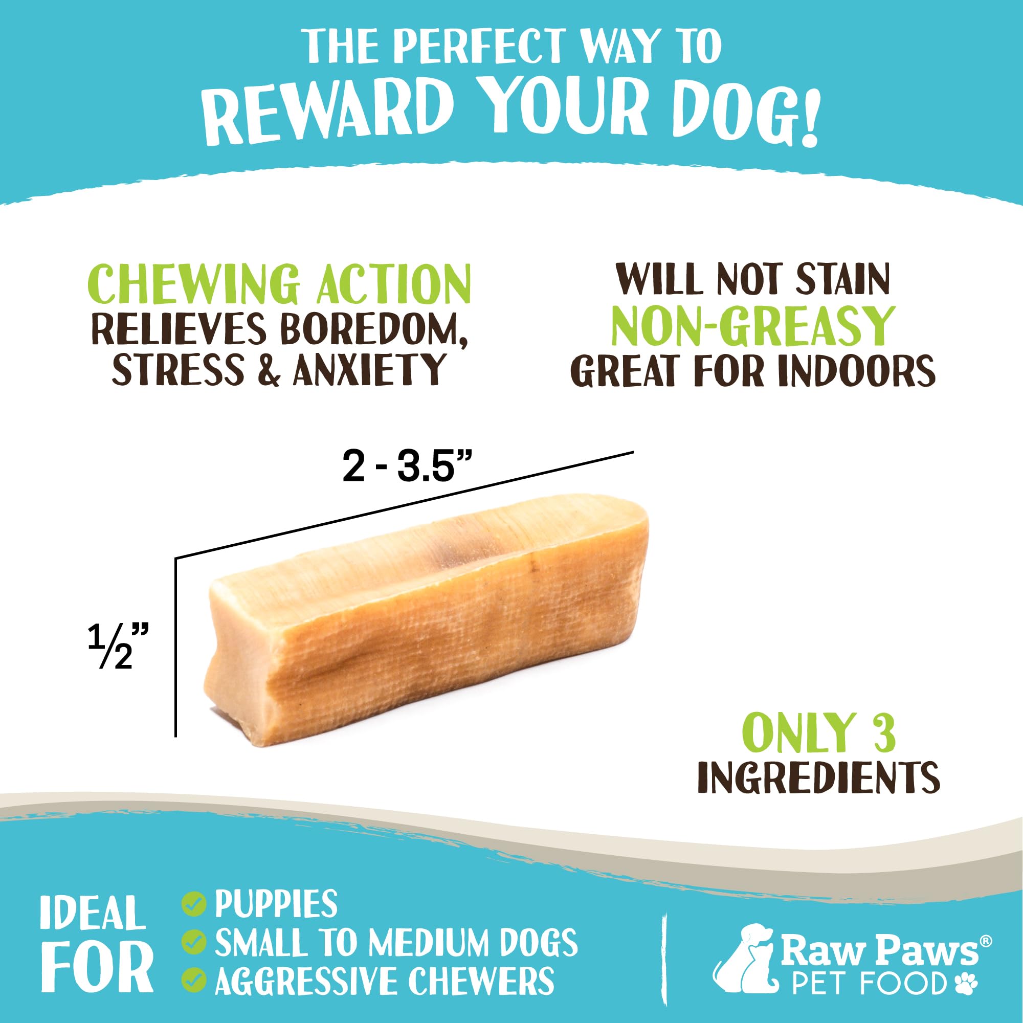Raw Paws Himalayan Yak Chews for Dogs, Small Chews (10 Count) - Packed in USA - Tibetan Yak Cheese Dog Chew for Small Breeds - H