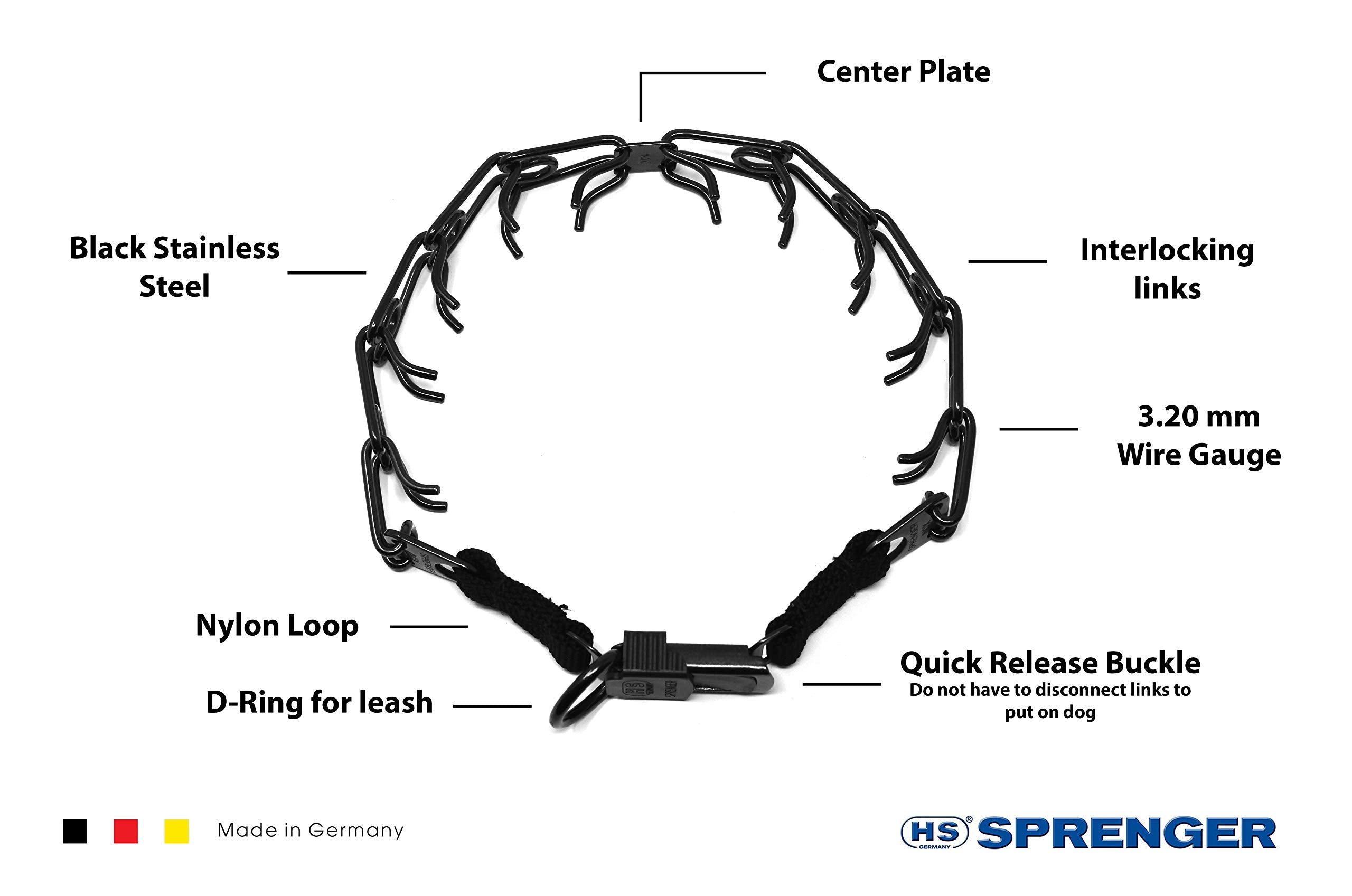 Herm Sprenger Black Stainless Steel Dog Training Collar with Quick Release Buckle Ultra-Plus Pet Collar No-Pull Collar for Dogs
