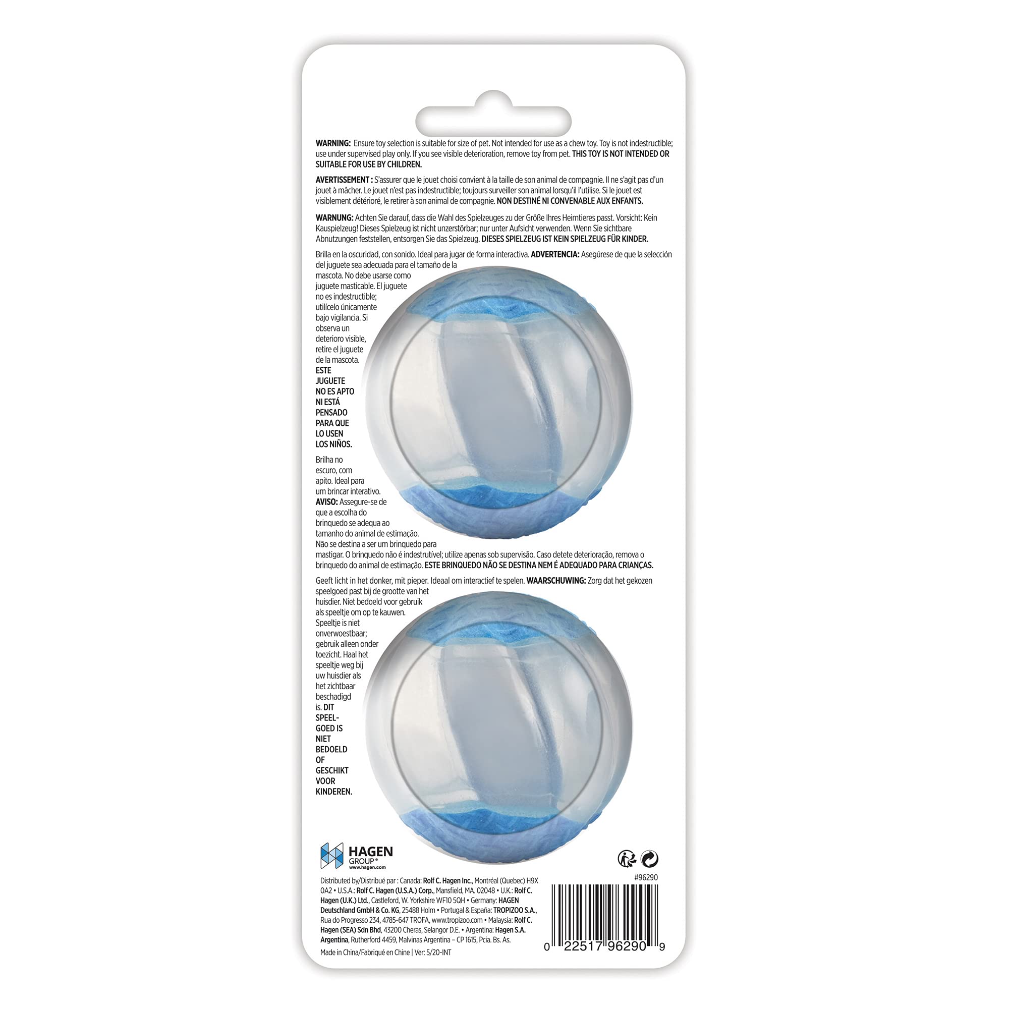 ZEUS Duo Balls with Glow in The Dark & Squeaker, Interactive Dog Toys, Large (96290)