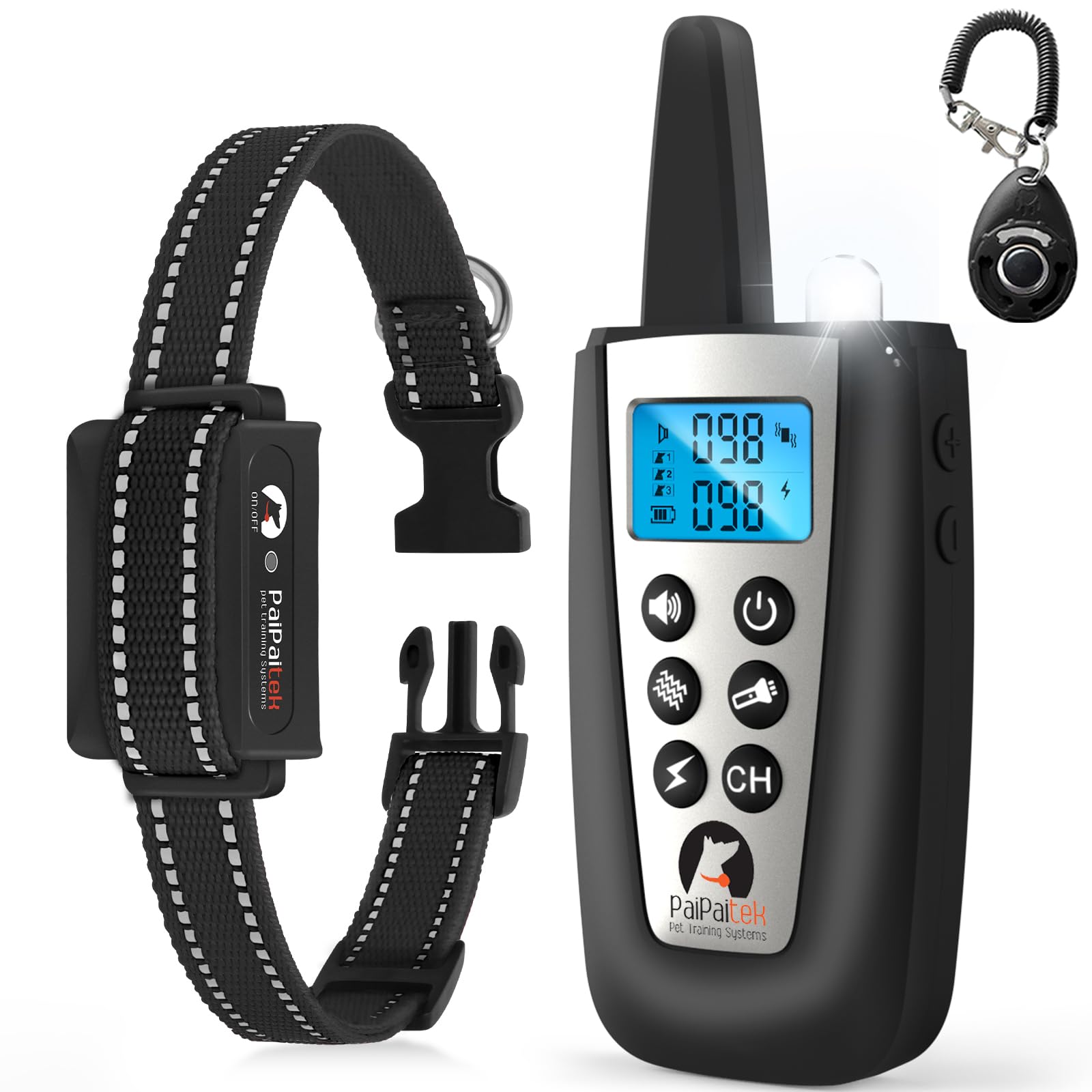 Paipaitek 2 In 1 Dog Bark Collar And Training Collar - Smart Bark And Shock Collar Combo, Automatic Bark Collar For Large Dog Wi