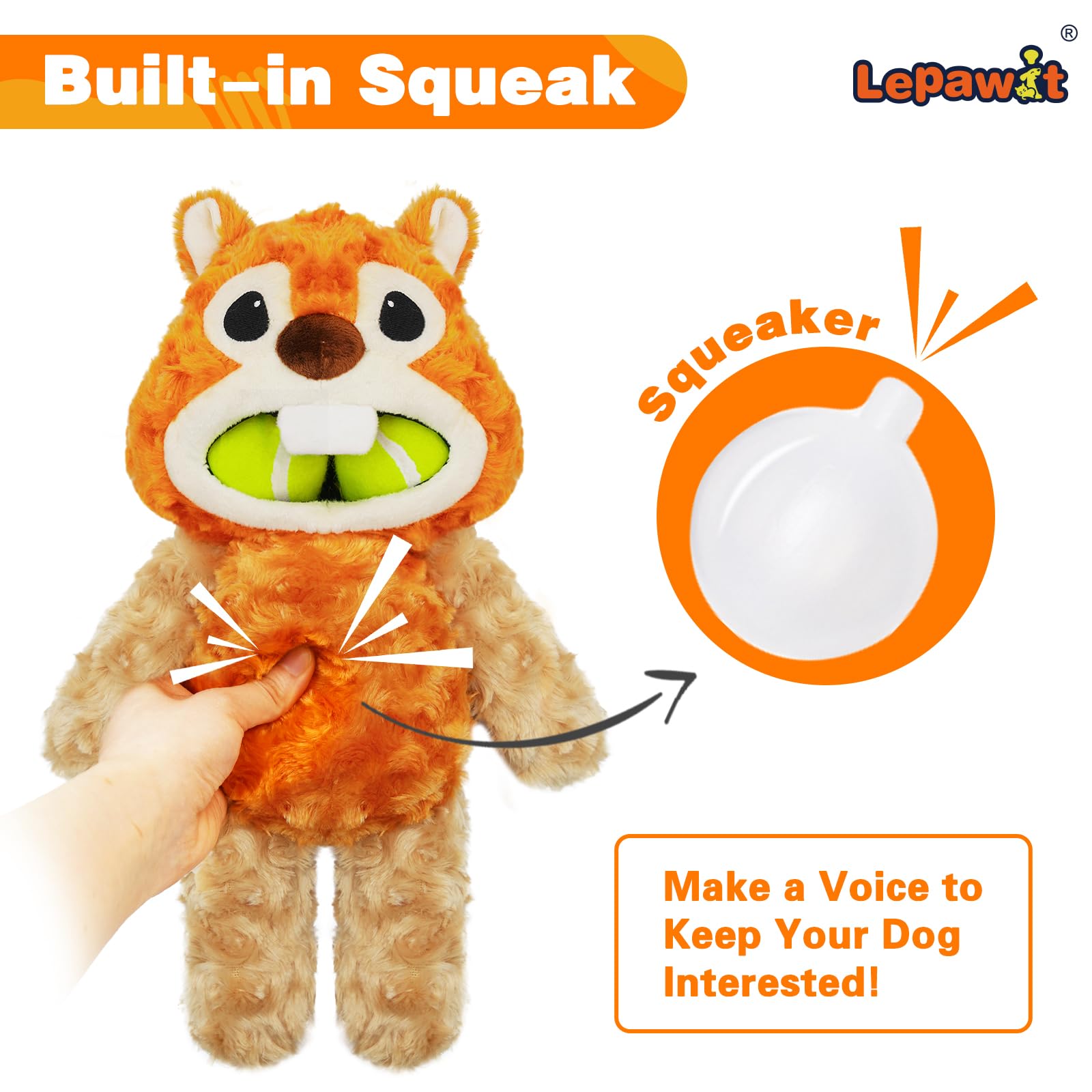 Lepawit Squeaky Dog Toys, Cute Groundhog Interactive Dog Toys With Two Balls For Small Medium And Large Dogs