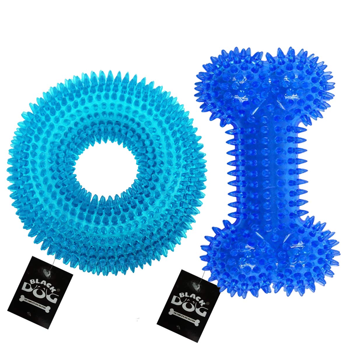 Black Dog Dog Toys Chew Spike Ring And Chew Spike Bone Toys For Teething Best Toys For Your Dogs & Puppies Combo Toys Pack Of 2 