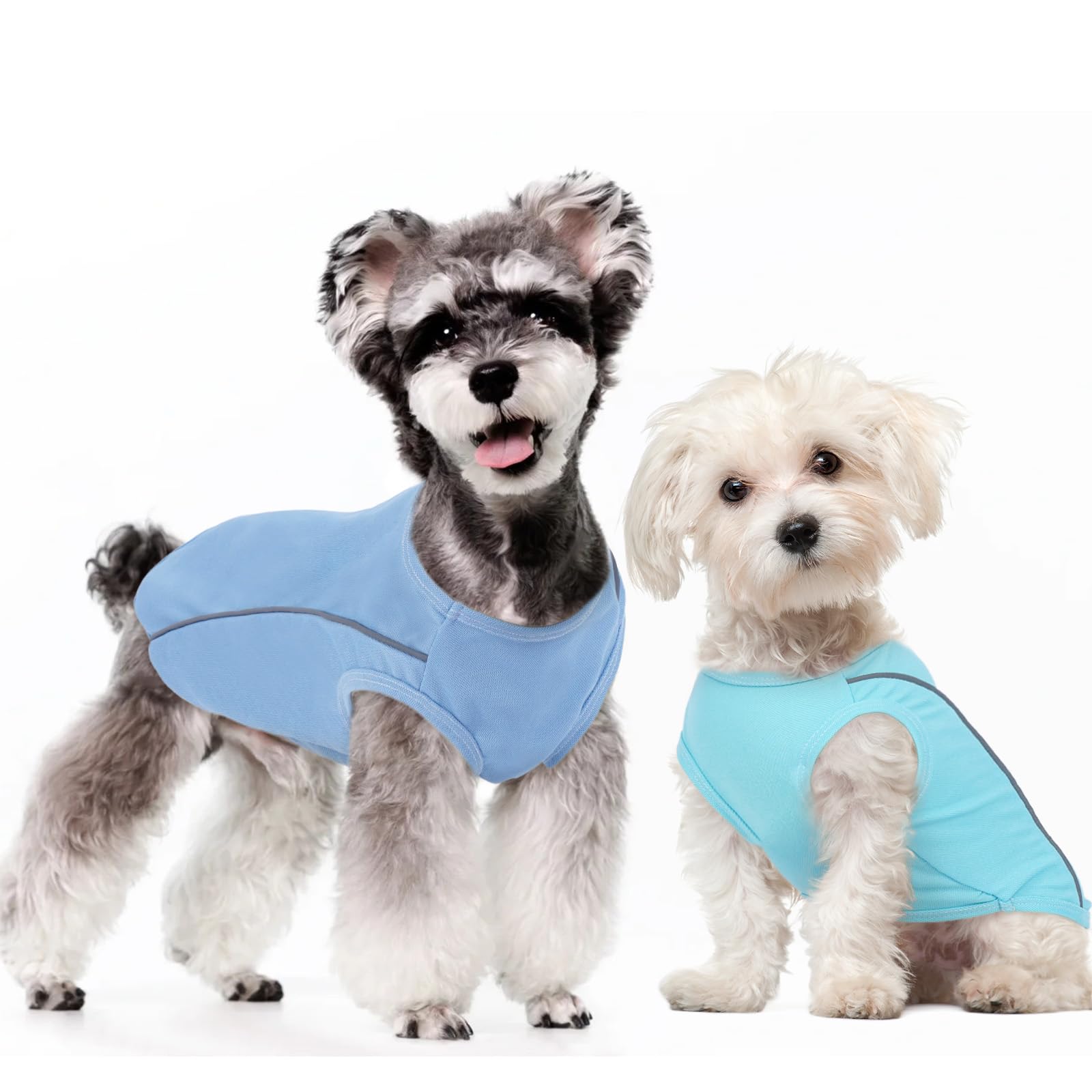 T'Chaque Dog Shirts For Small Dogs 2 Pack, S Dog Sleeveless Vests With Reflective Strips, Pullover Pet Tank Top, Lightweight Pet