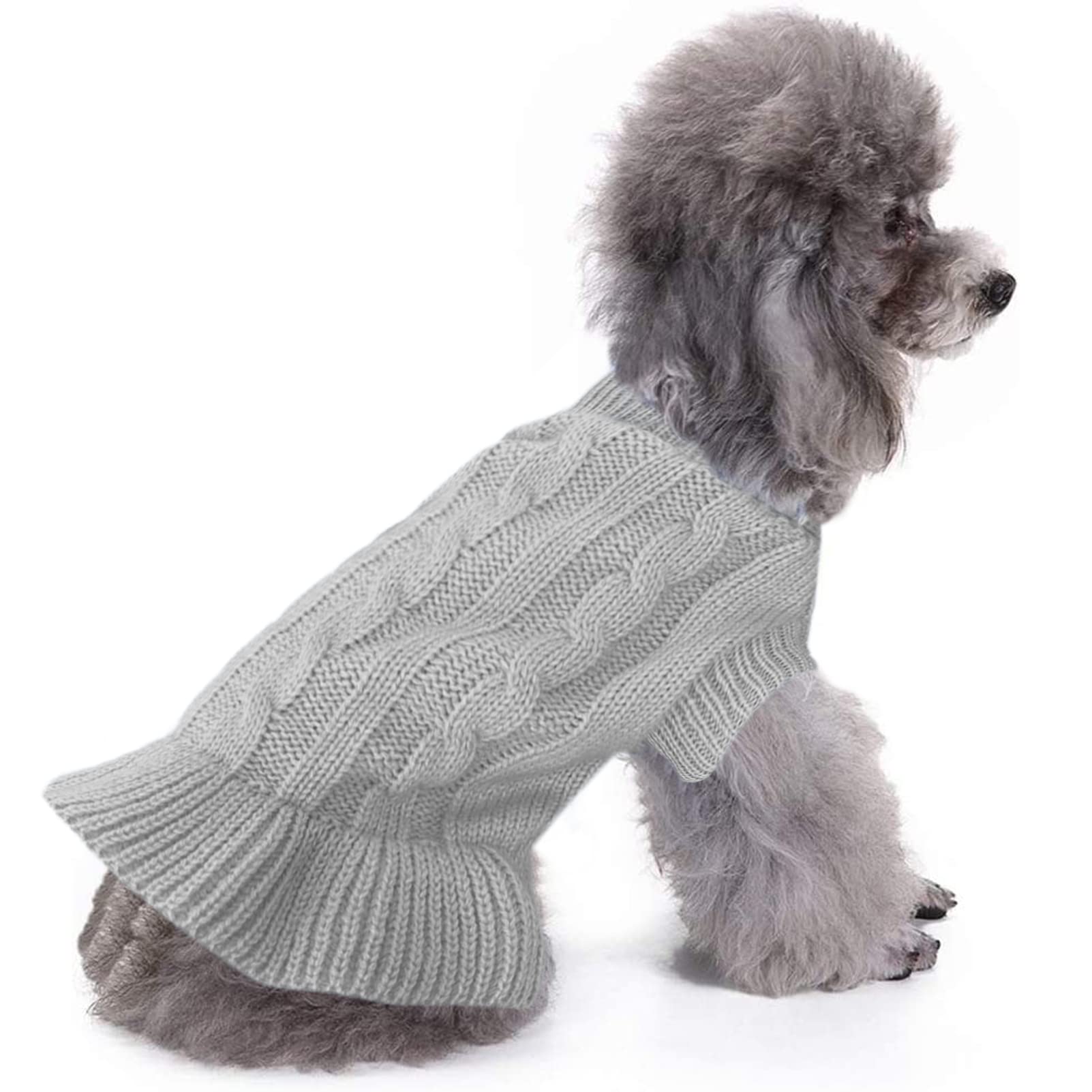 Chborchicen Small Dog Sweaters Knitted Pet Cat Warm Dog Sweatshirt Winter Clothes Kitten Puppy Sweater (Xs, Dress-Grey)
