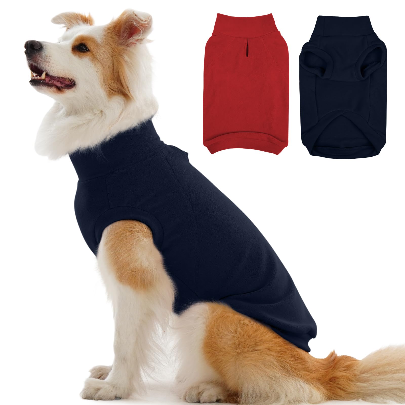 IECOii 2 Pack 2XL Fleece Dog Sweater, Warm Soft Sweaters for Large Dogs Boy Girl, Stretchy and Comfortable Fall & Winter Coats f