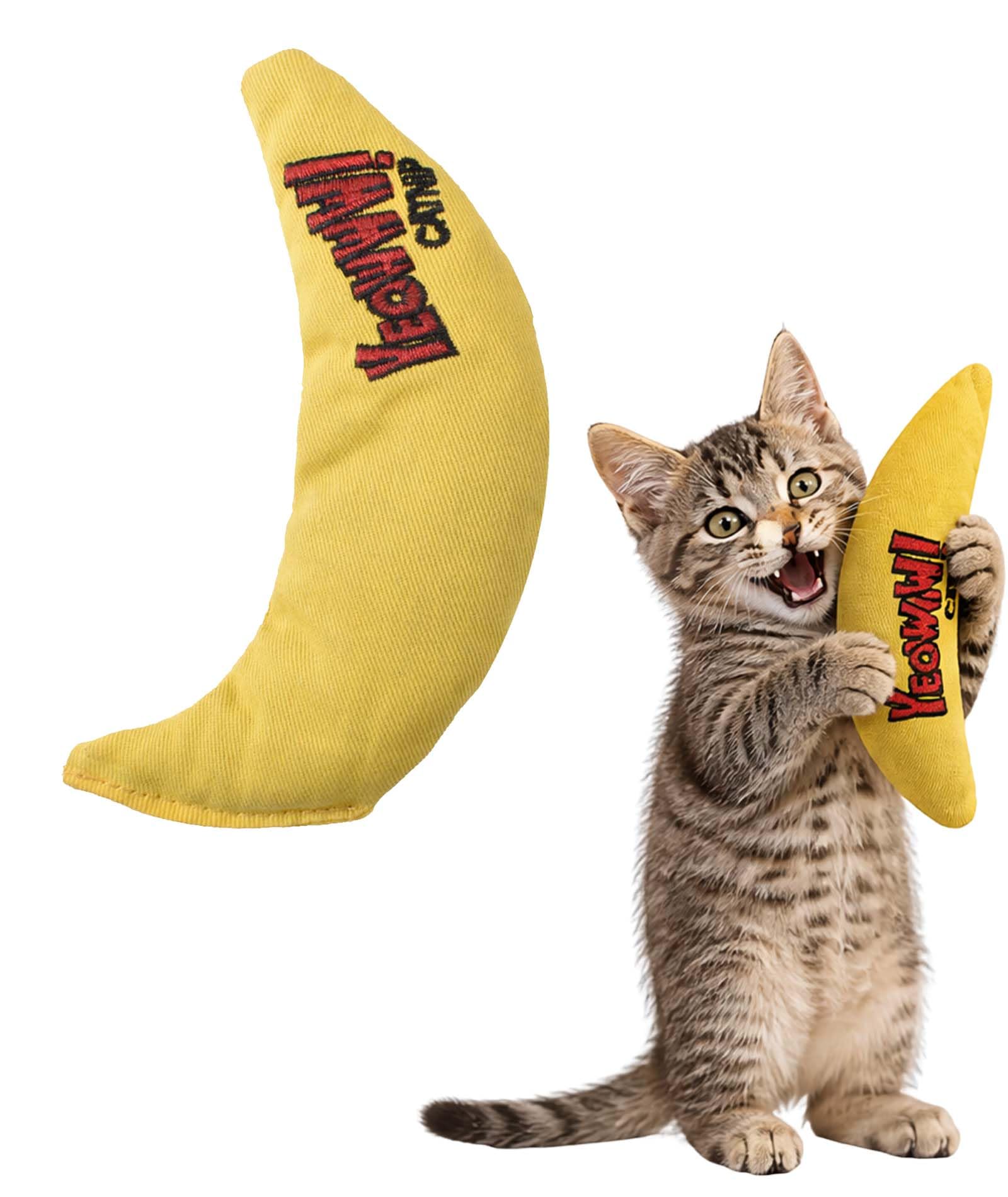 Oyosonabymy 15Cm Catnip Banana Cat Toy, Natural Interactive Plush Chew Toy, Durable Catnip Filled Pet Toys For Indoor Cats And K