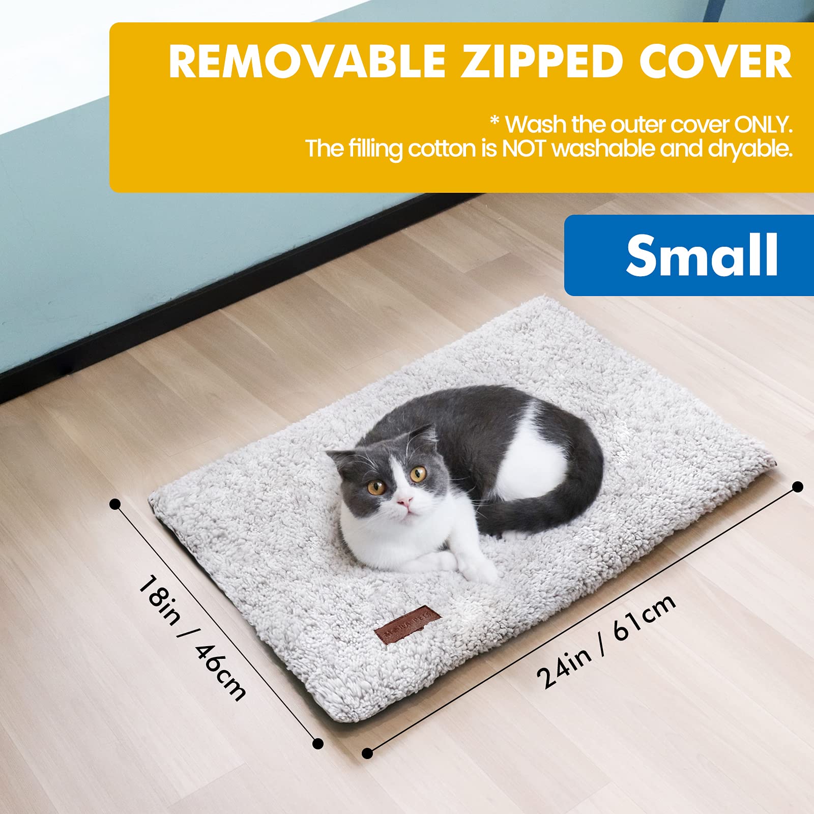 Self Warming Cat Bed Self Heating Cat Dog Mat 24 X 18 Inch Extra Warm Thermal Pet Pad For Indoor Outdoor Pets With Removable Cover Non-Slip Bottom Washable
