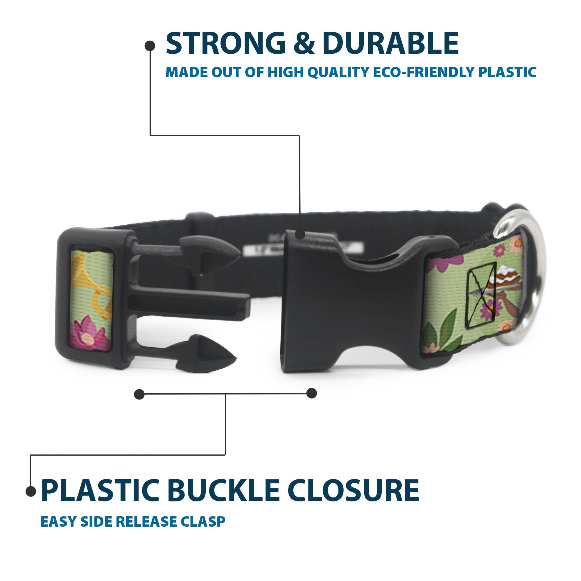 Disney Pet Collar, Dog Collar Plastic Buckle, The Princess And The Frog Tianas Place Collage Greens Pinks, 8.5 To 12 Inches 0.5