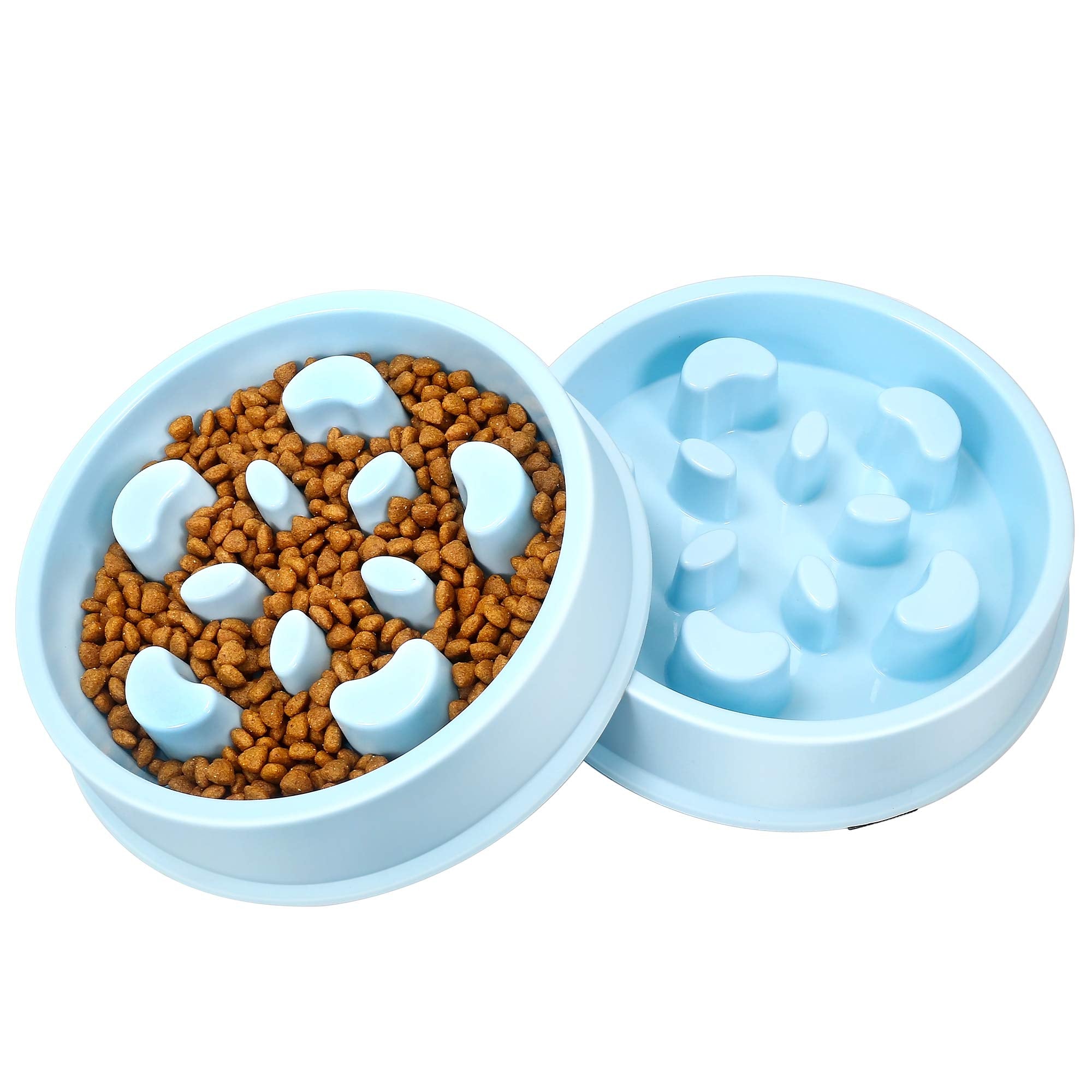 Upsky Slow Feeder Dog Bowl Fun Feeder No Chocking Slow Feeder Bloat Stop Dog Cat Food Water Bowl With Funny Pattern (Set Of 2)