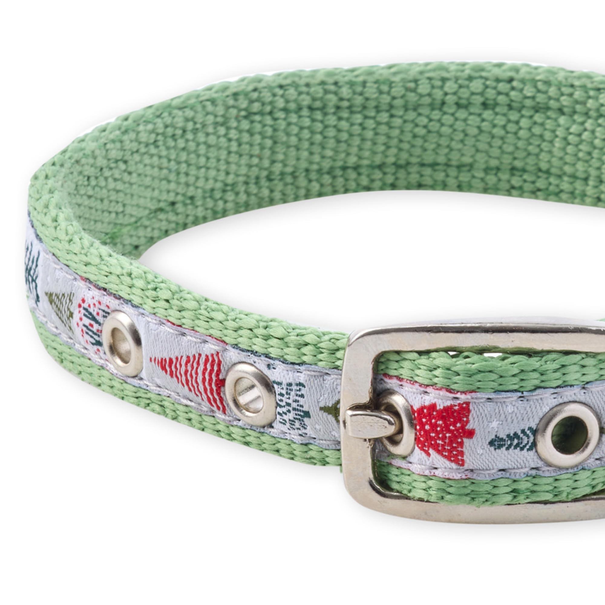 Pet Passion Adjustable Recycled Ribbon Dog Collar For All Pet Breeds, Piney Holiday, Xx-Large