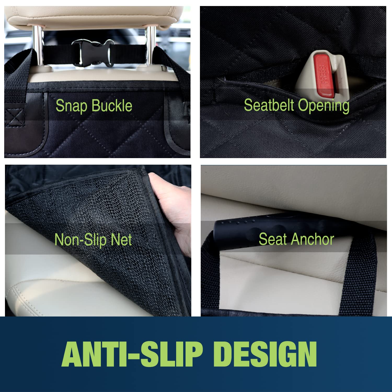 Nestroad Bench Dog Car Seat Cover For Back Seat,Waterproof Dog Seat Covers,Heavy-Duty And Nonslip Backseat Protector Cover For Cars,Trucks & Suvs (Black,53'×48')