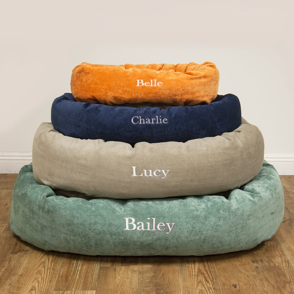 Majestic Pet Personalized Villa Shredded Memory Foam Mix Calming Dog Bed - Washable, Cozy Soft Round With Spine For Head Support