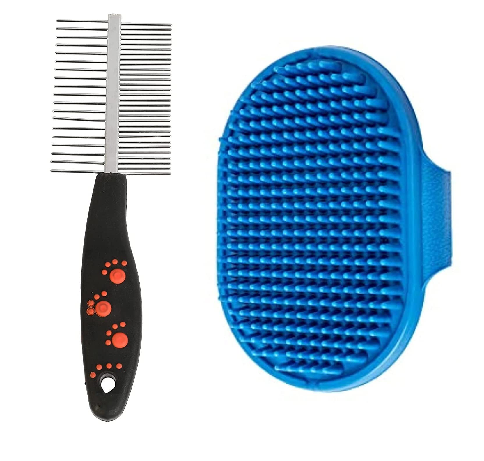 Rvpaws Grooming Kit For Puppies, Dogs & Cats Long & Short Hair Dog Brush, Soothing Washing Gloves, 2 In 1 Pets Massage Brush, Ha