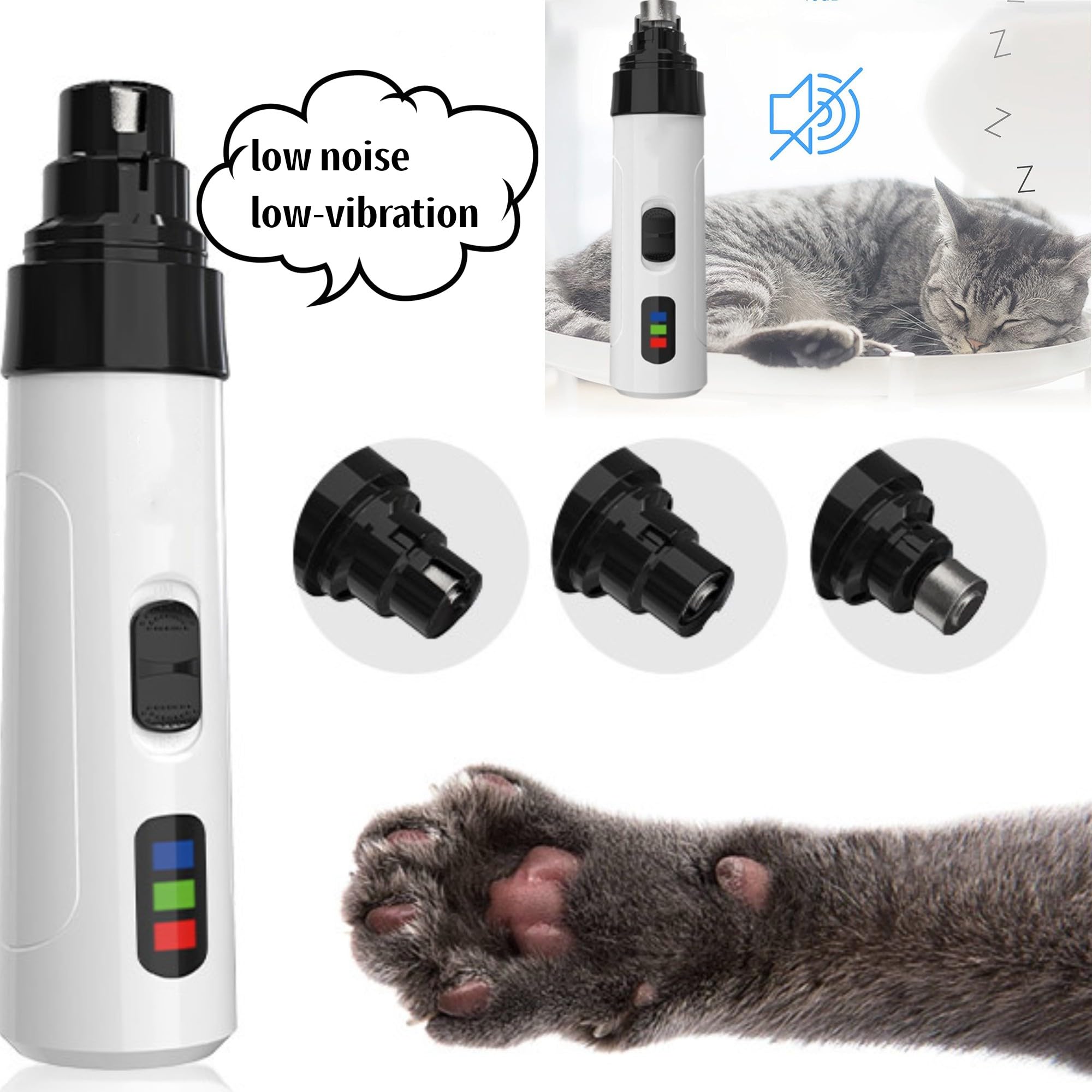 Heusom Silent Groom Pro Nail Grinder, 2025 New Heusom Dog Nail Trimmer, Rechargeable USB Charging Pet Nail Grinders for Dog, Ele