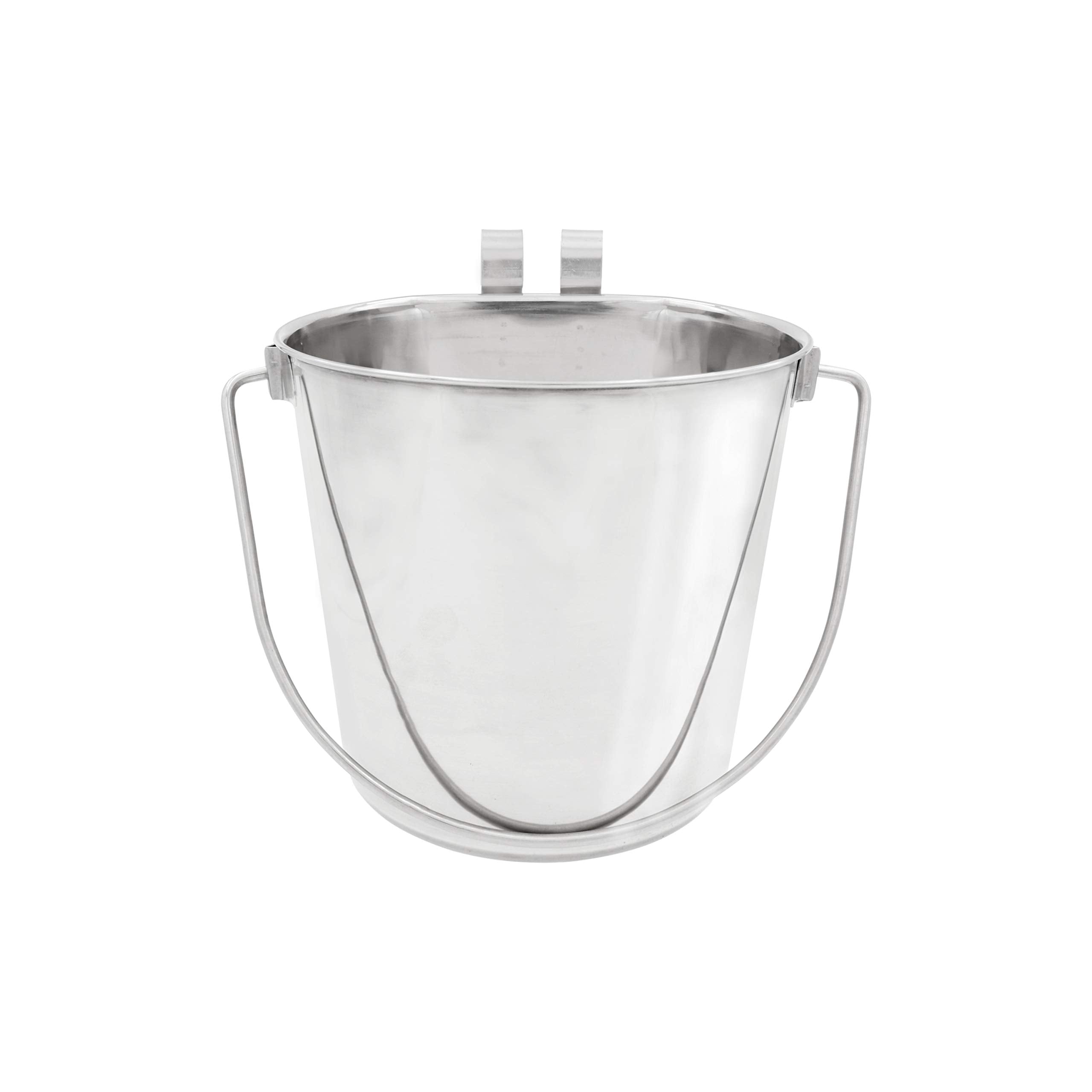 Fuzzy Puppy Pet Products Flat Sided Pail with Dual Hooks, Snugly Fit On Dog, Cat and Critter Crates & Cages, Heavy Duty Stainles