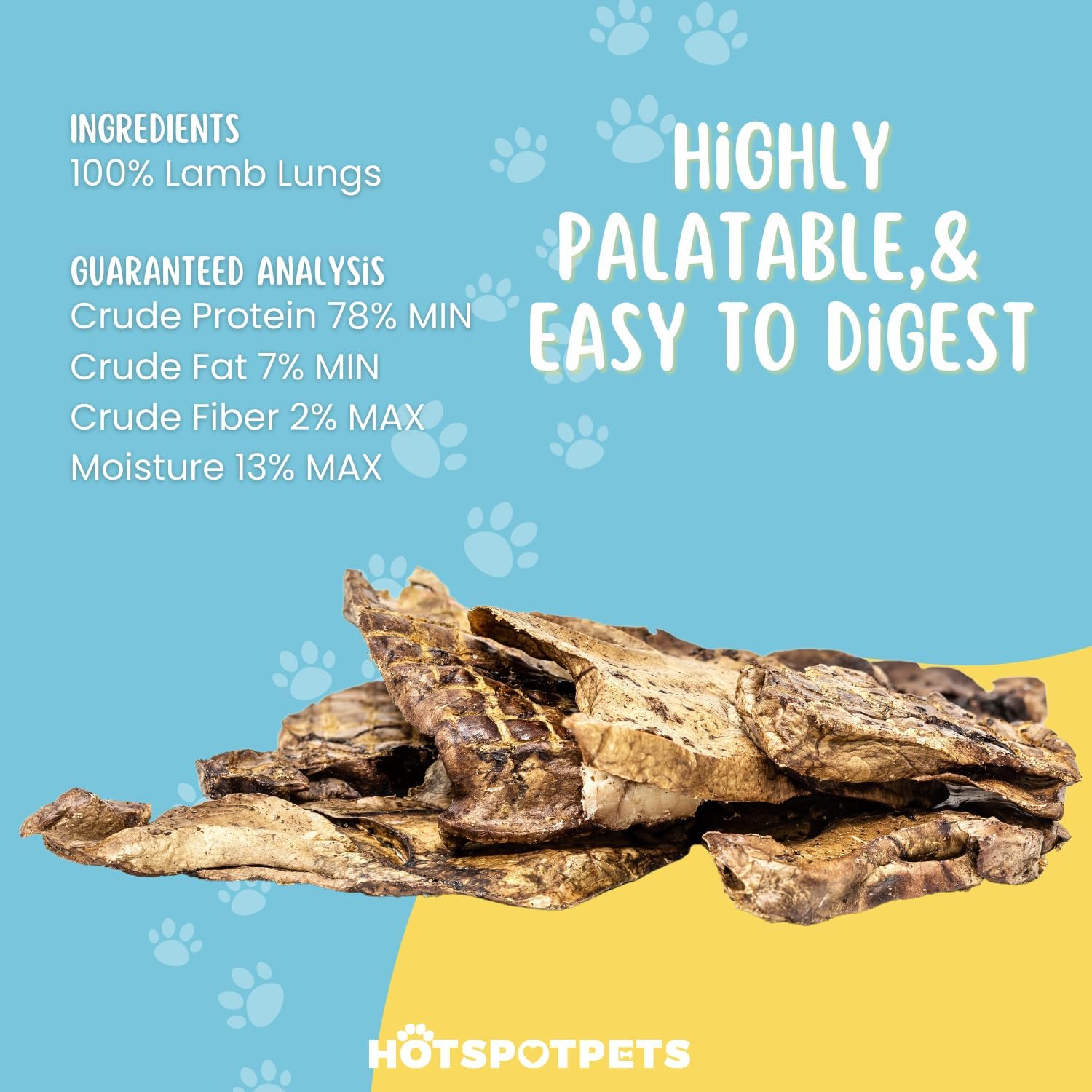 hotspot pets Dehydrated Lamb Lung Dog Treats - 2 Pound Big Bag, All-Natural, Made in USA - High Protein, Low Fat - Slow Roasted