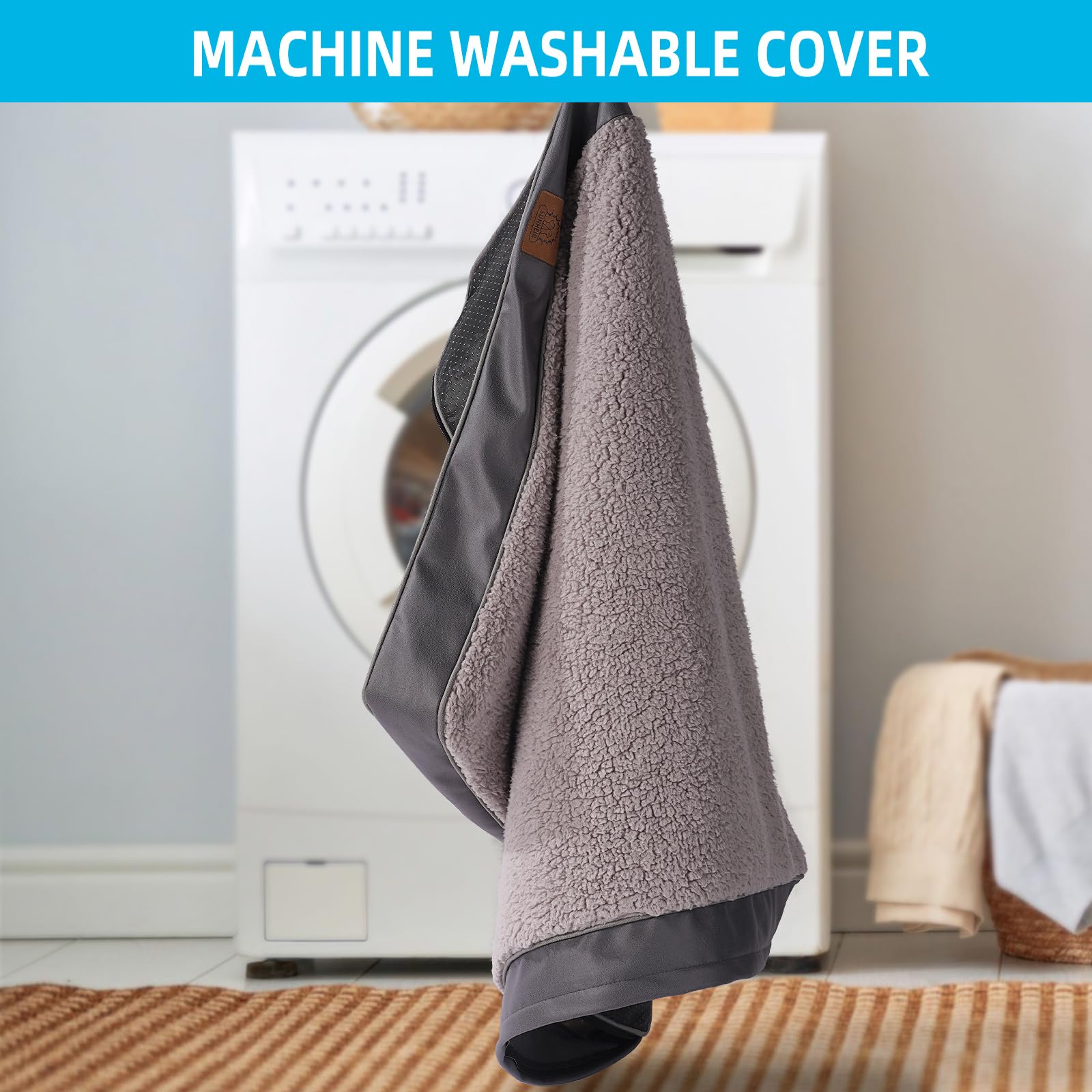 Orthopedic Dog Bed For Large Dogs, Removable Waterproof Cover And Egg-Crate Foam, Machine Washable (Grey, 24.0' L X 16.0' W X