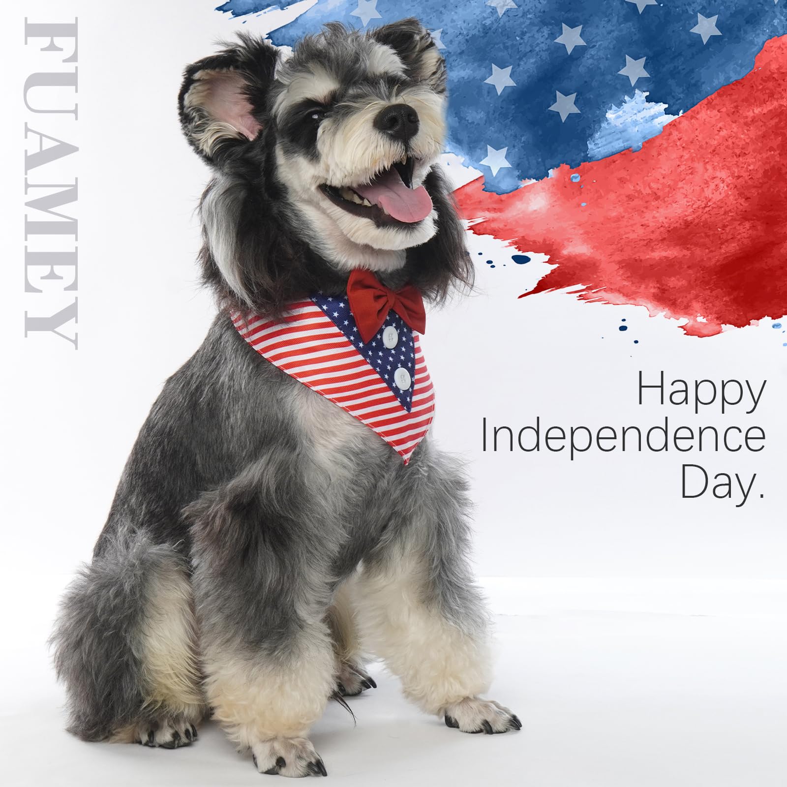 FUAMEY Independence Day Dog Scarfs 4Th of July Dog Bandanas American Flag Dog Tuxedo Pet Triangle Bibs Dog Holidays Outfit Dog C
