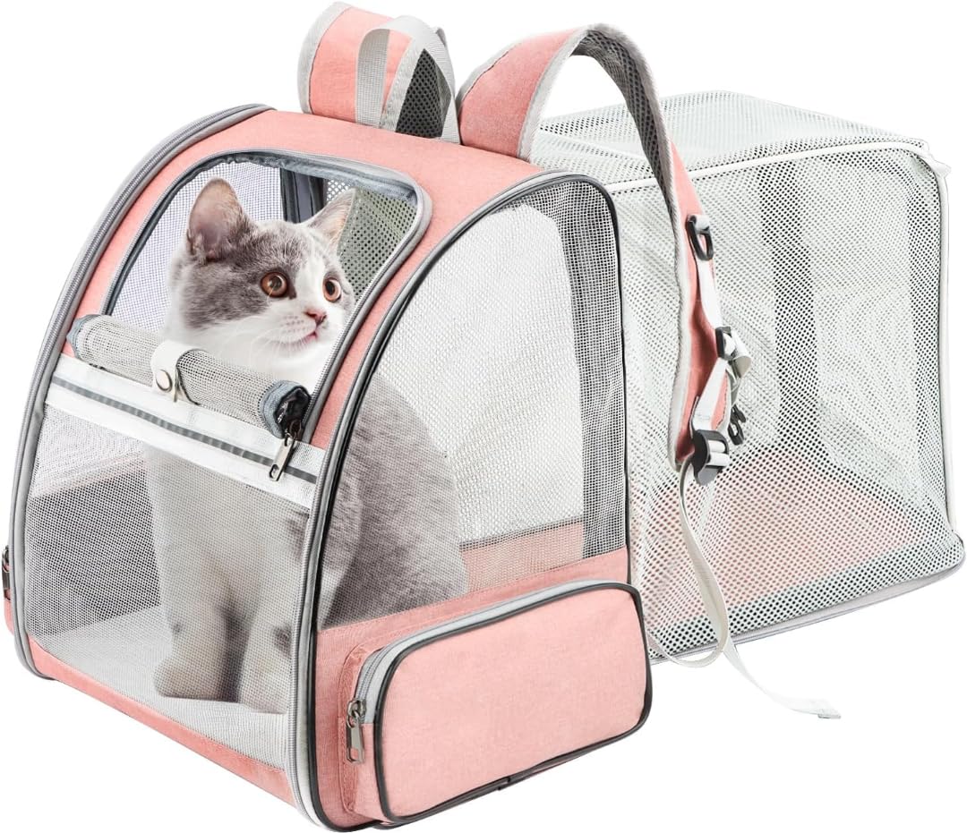 Lekebobor Large Cat Backpack Carrier Expandable Pet Carrier Backpack For Small Medium Cats Fit Up To 18 Lbs, Foldable Puppy Back