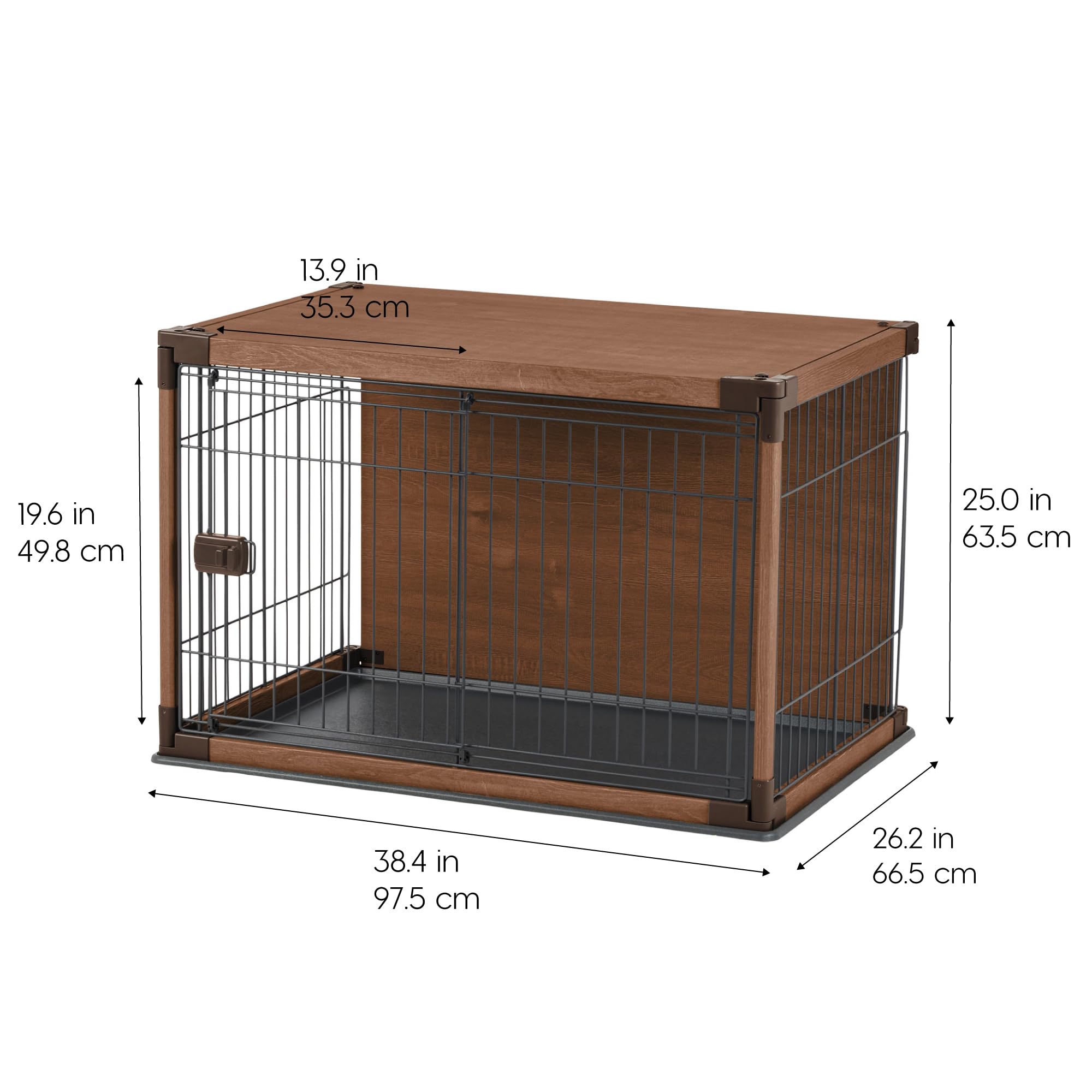 Iris Usa Modern Wooden Dog Crate – Stylish Furniture-Style Indoor Kennel & End Table For Small To Medium Dogs, Secure Enclosed Pet Cage With Sliding Door, Dark Brown