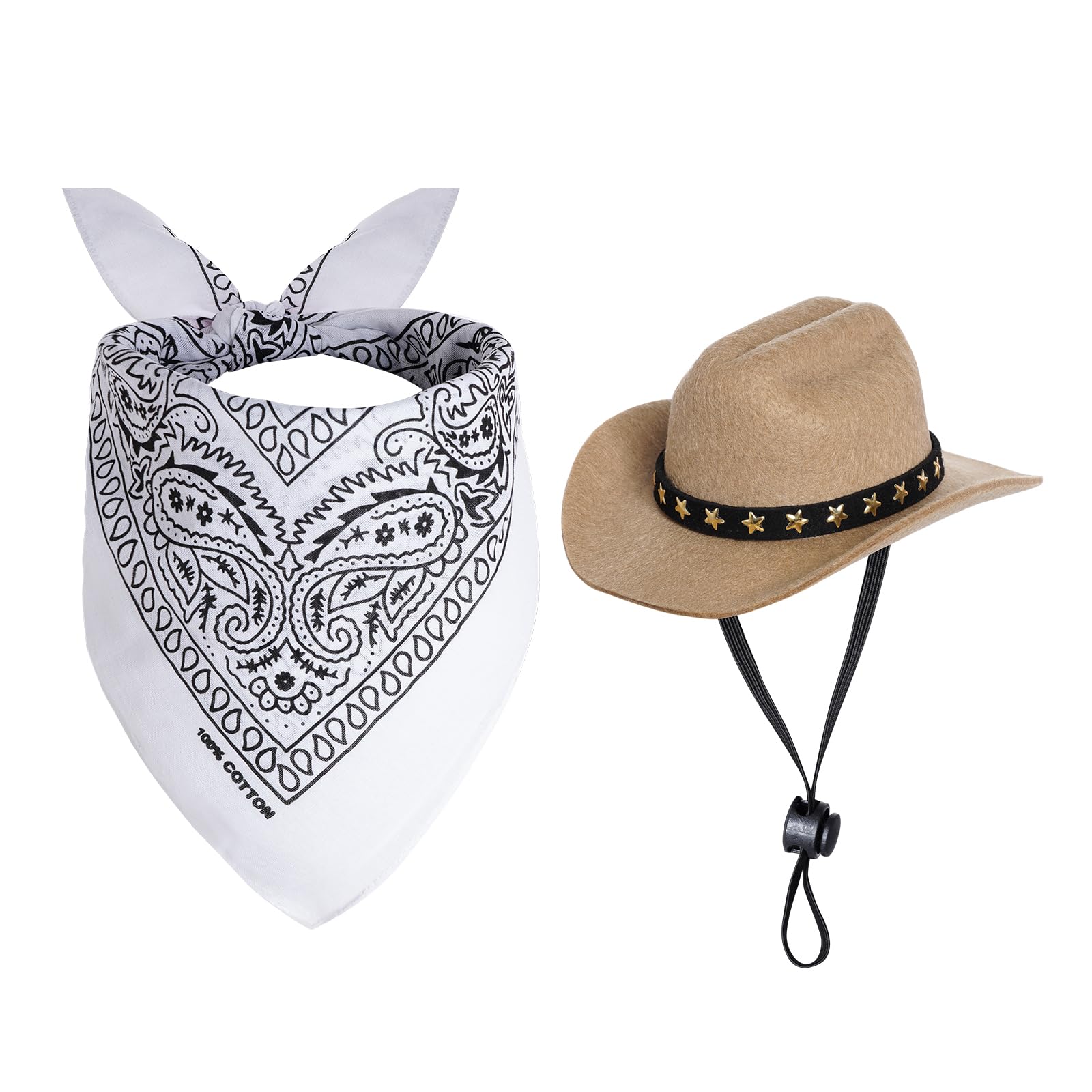 Choyaxo Halloween Costumes For Dogs Cat Pet Cowboy Costume Cowboy Hat With Bandana Set For Halloween, Christmas, Holiday, Party, Cosplay (Khaki, Small)