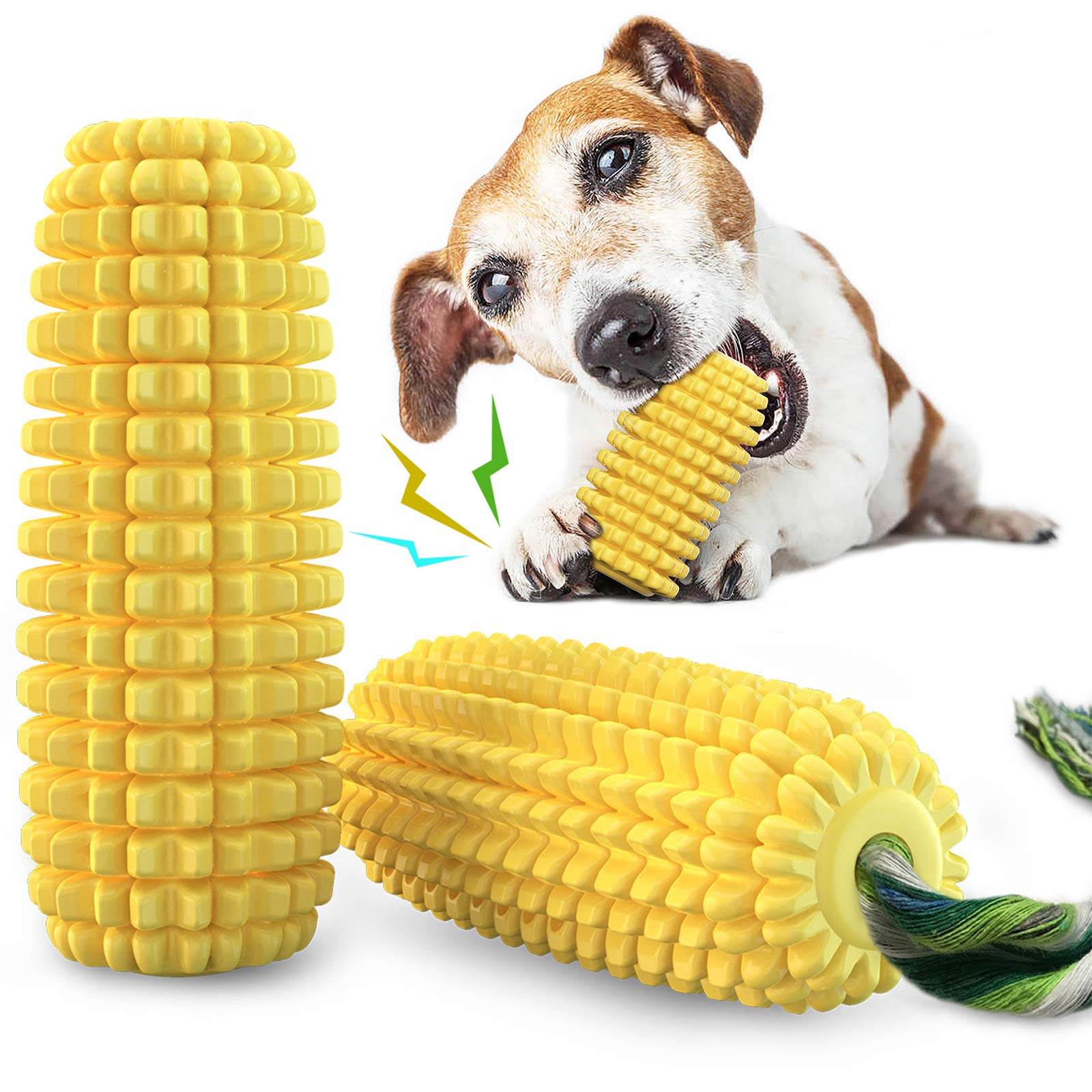 Carllg Dog Chew Toys for Aggressive Chewers, Indestructible Tough Durable Squeaky Interactive Dog Toys, Puppy Teeth Chew Corn St