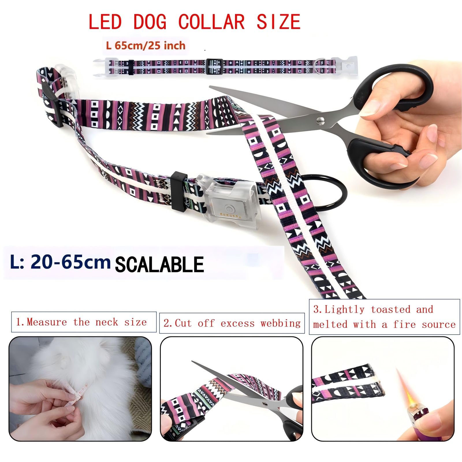 Yushang Light Up Dog Collars,Led Dog Collar Rechargeable Waterproof,2-In-1 Buckle Type Glow Collar For Medium Large Dogs -Xl(Siz