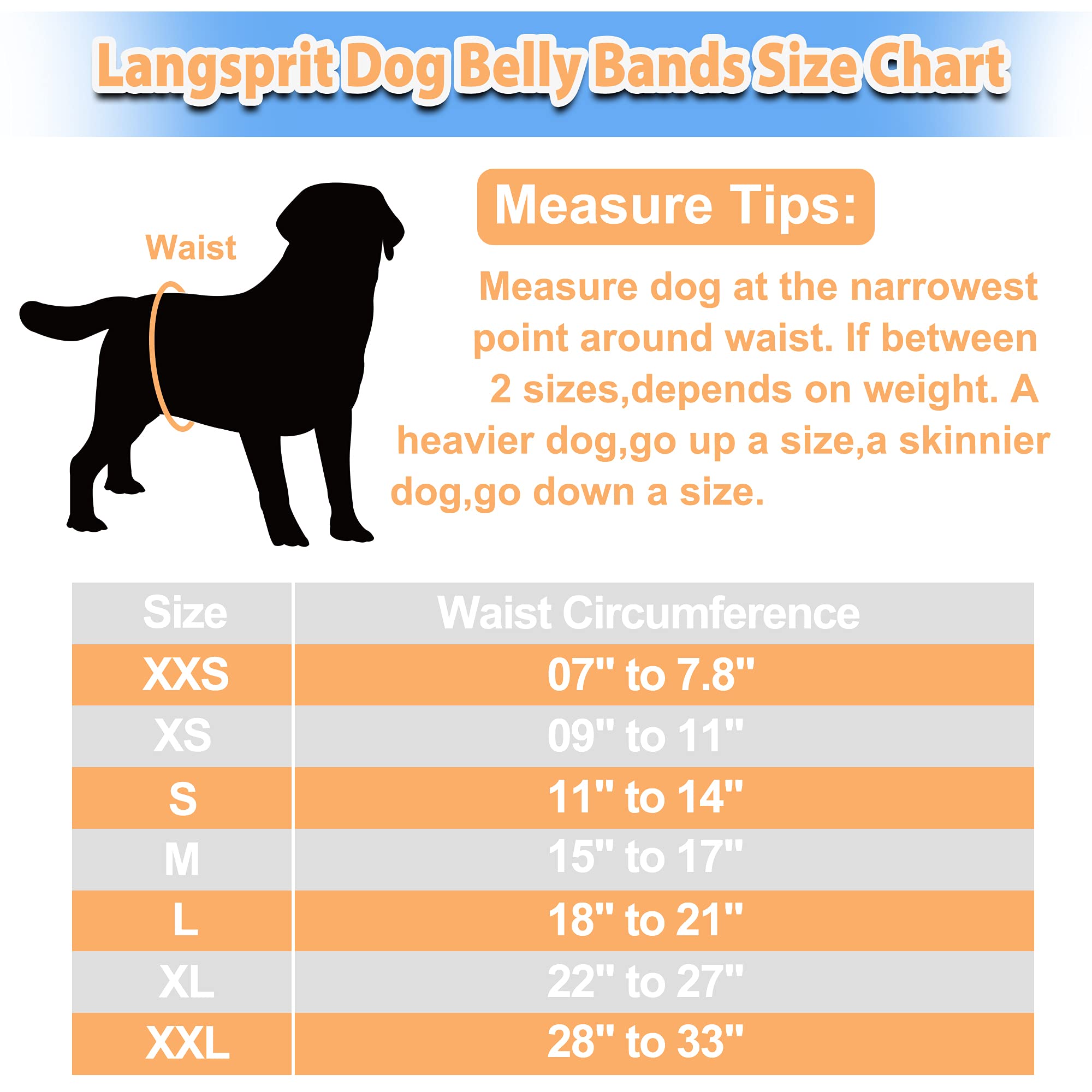 Langsprit Male Belly Bands for Dogs (Pack of 3) - High Absorbing Dog Wraps Male Washable - Reusable Male Dog Diapers (Fox,cat,Po