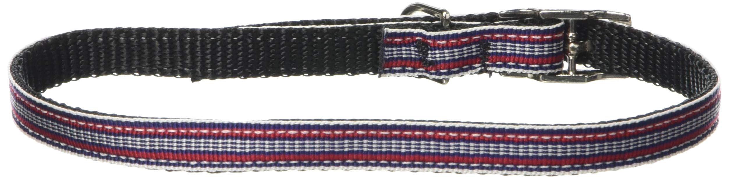 Mirage Pet Products Preppy Stripes 3/8" Nylon Dog Collar with Classic Buckle, Size 16, Red/White