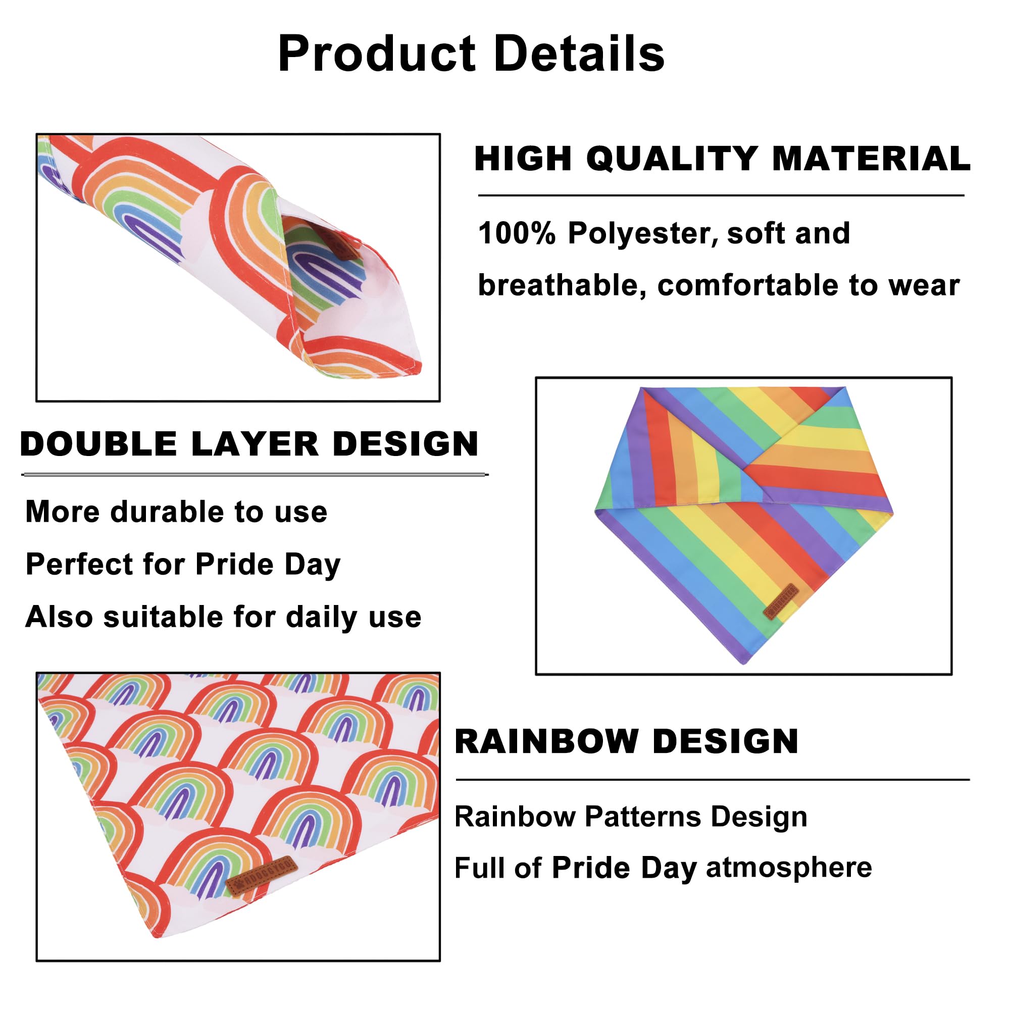 Adoggygo Rainbow Dog Bandana, Multi Size Offered, Rainbow Bandanas For Large And Extra Large Dogs Pets (X-Large)