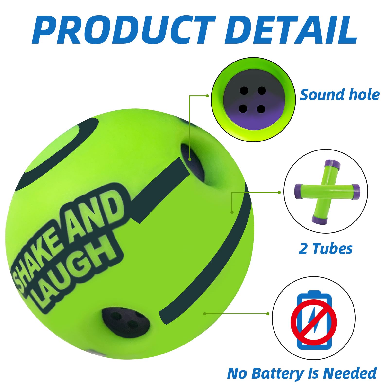 Shake And Laugh Dog Toys Ball, Interactive Dog Ball, Shaking With Gibbering Sound, For Training & Herding, M, 3.46 In (8.8 Cm)