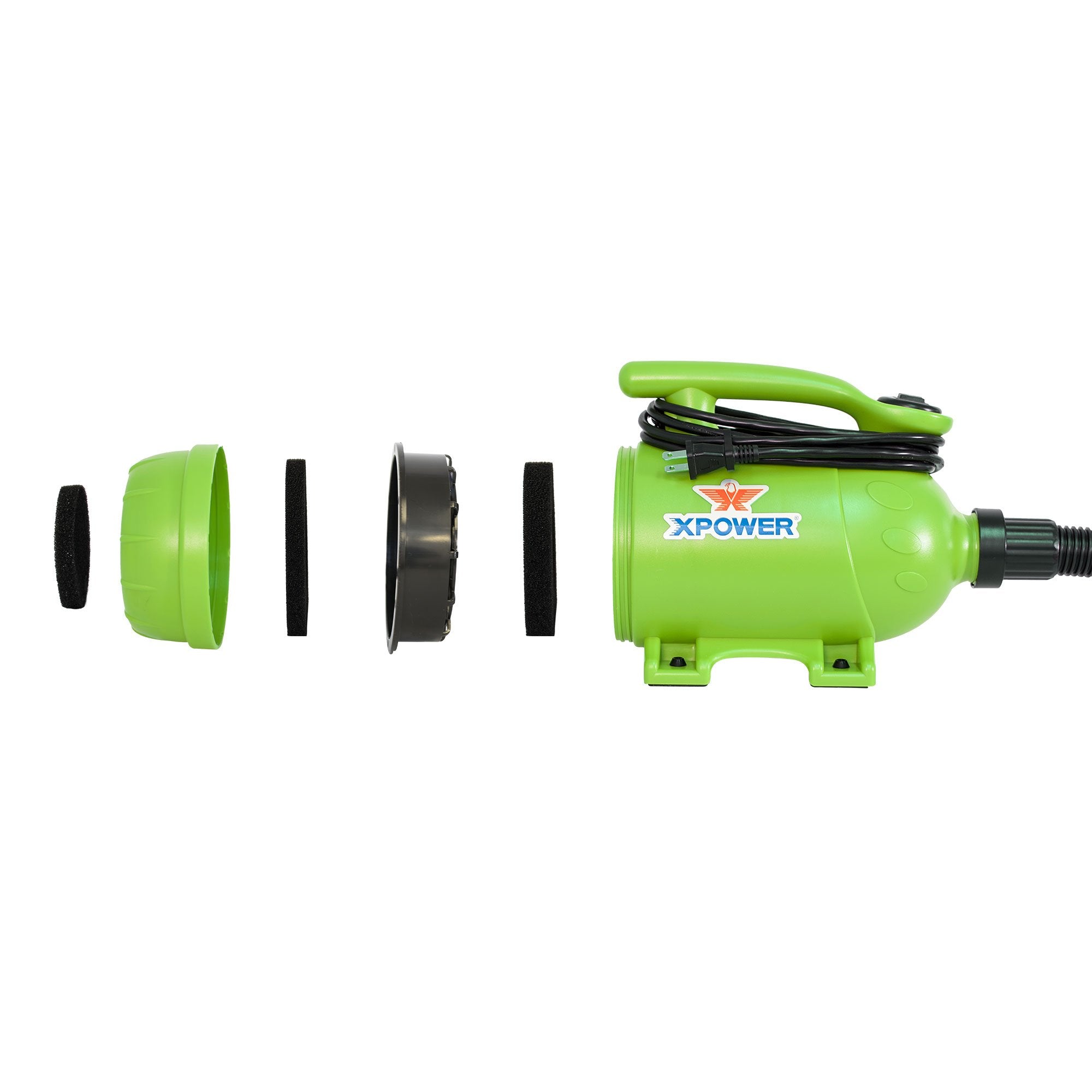 XPOWER B-2 2 HP Pro-at-Home 2-in-1 Pet Force Dryer and Vacuum, Green