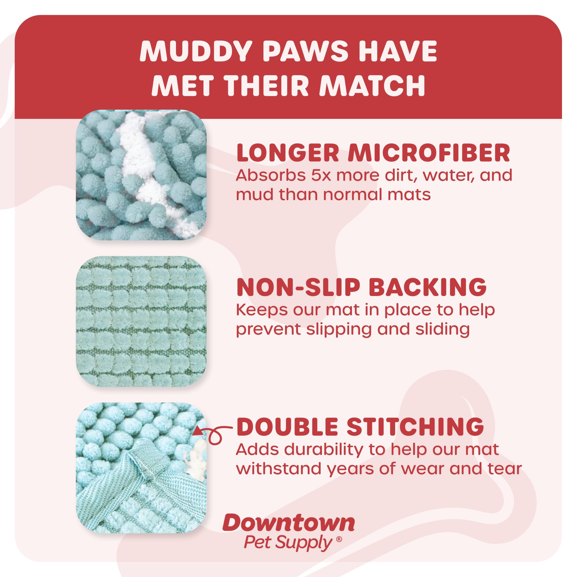 My Doggy Place Microfiber Dog Mat for Muddy Paws, 60 x 36 Oatmeal - Non-Slip, Absorbent and Quick-Drying Dog Paw Cleaning Mat, W