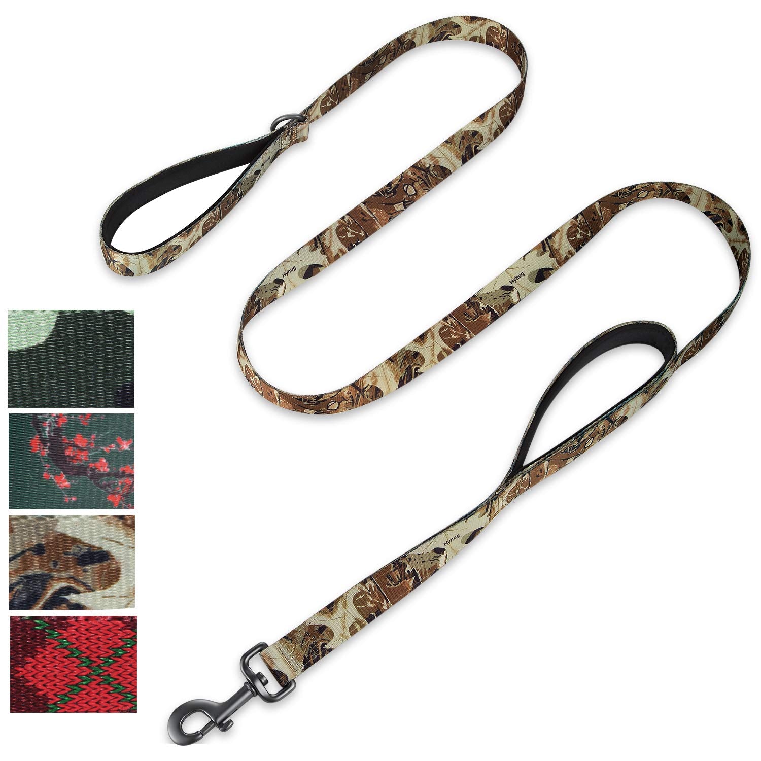 Hyhug Pets 6Ft Dog Leash,Soft Lined Double Handles, For Medium Large Giant Breeds Dogs Daily Use Walking And Professional Training. (Large, Forest Camo)