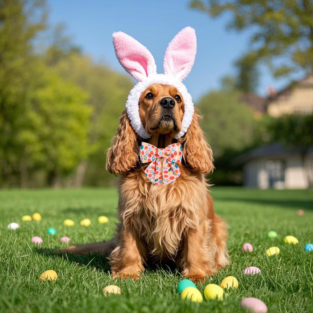 Maca Bates Easter Day Dog Collar With Bow Bowtie Easter Egg Dogs Sailor Bow Tie Collars Breakaway Soft Durable Cute Adjustable P