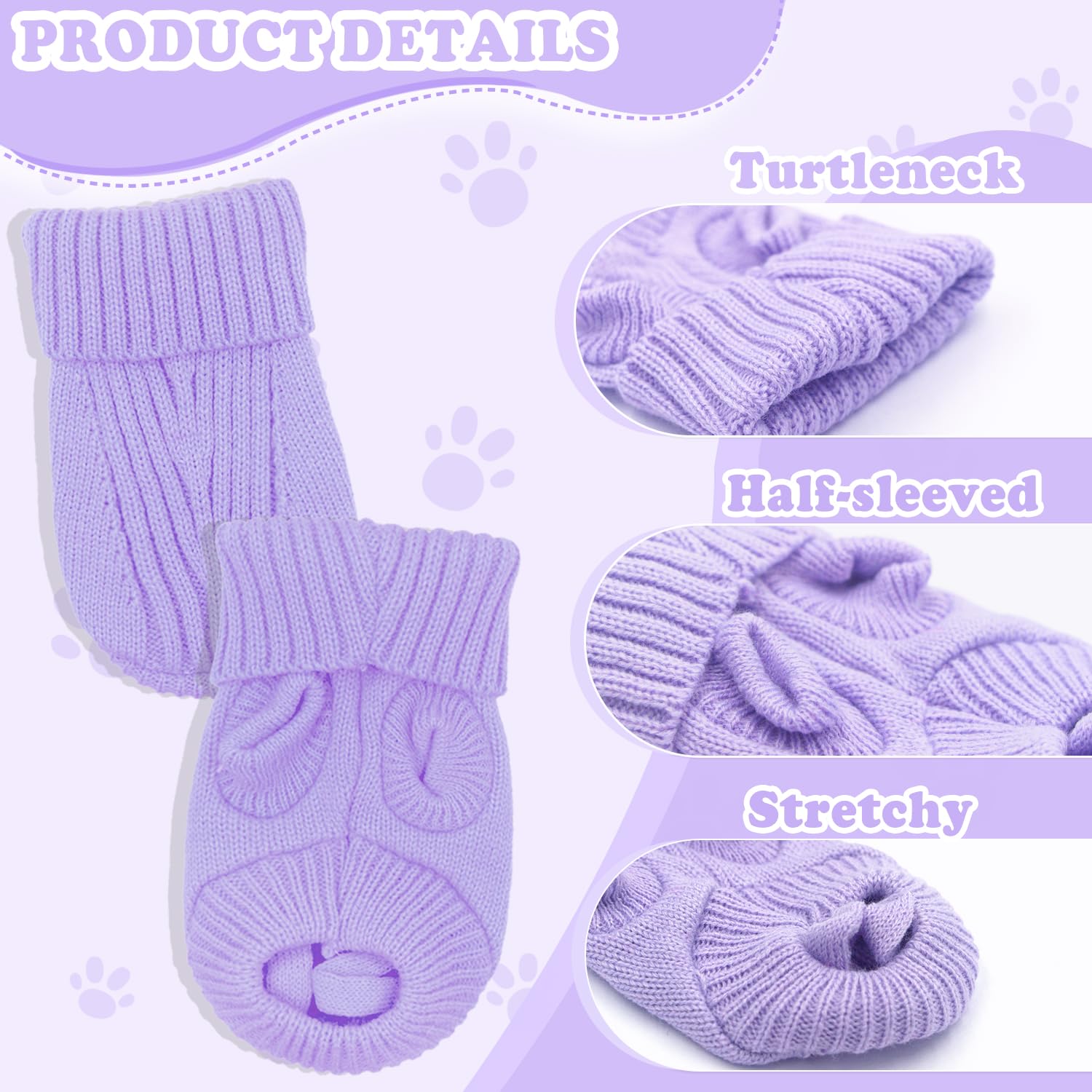 Generic Knitted Dog Sweater For Small Dogs Autumn Puppy Sweaters Winter Cute Dog Clothes Turtleneck Thick Warm Small Dog Pullove