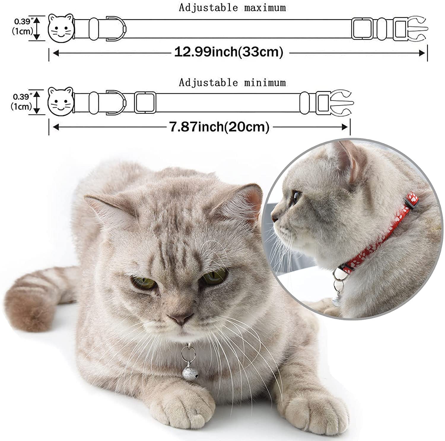 Flymind 19Pcs Puppy Id Collars With Bell Adjustable 19-32Cm, Soft Nylon Adjustable Breakaway Identification Collars For Newborn